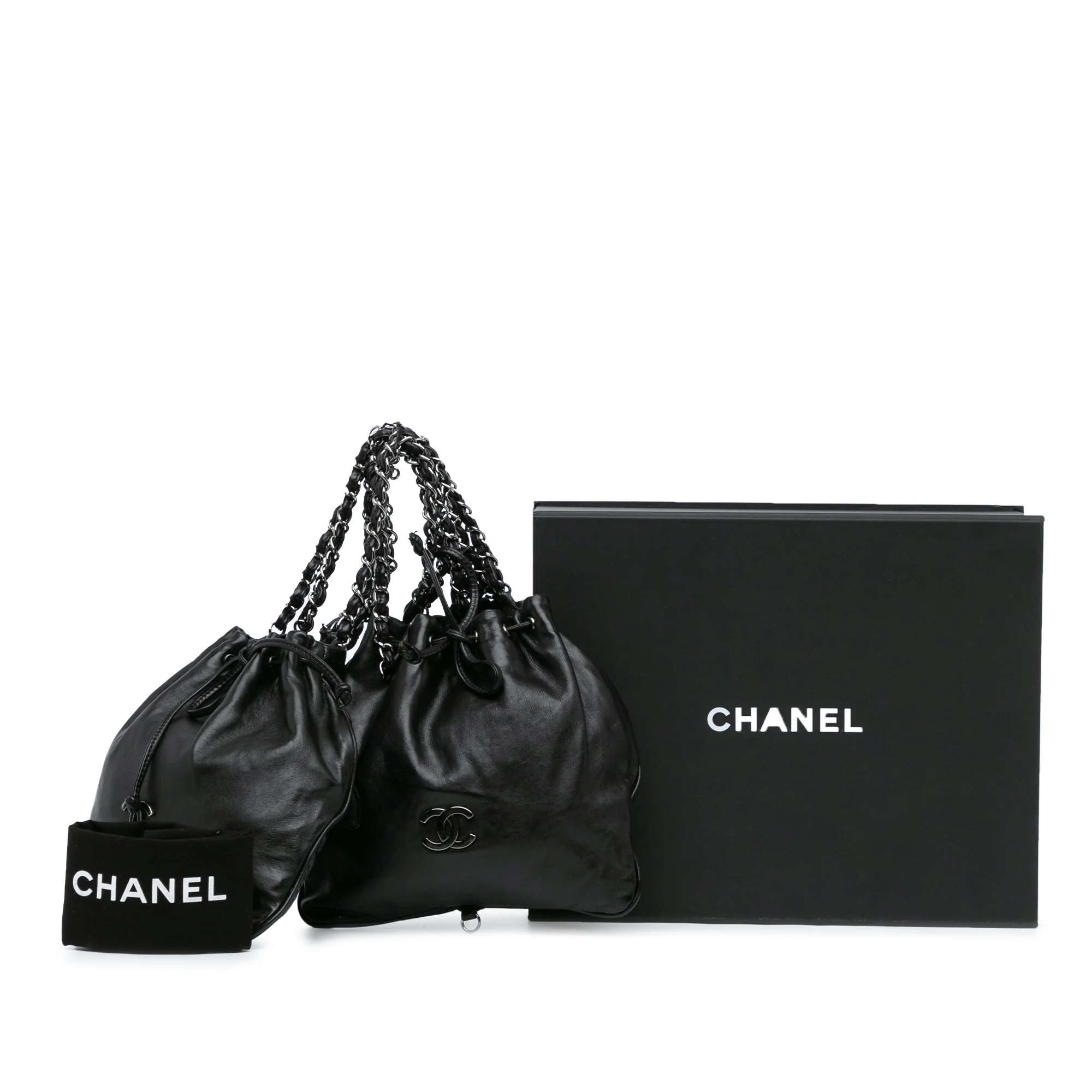 Chanel | Pre-Owned CC Calfskin Dual Twin Chain Handbag | Black - Image 2