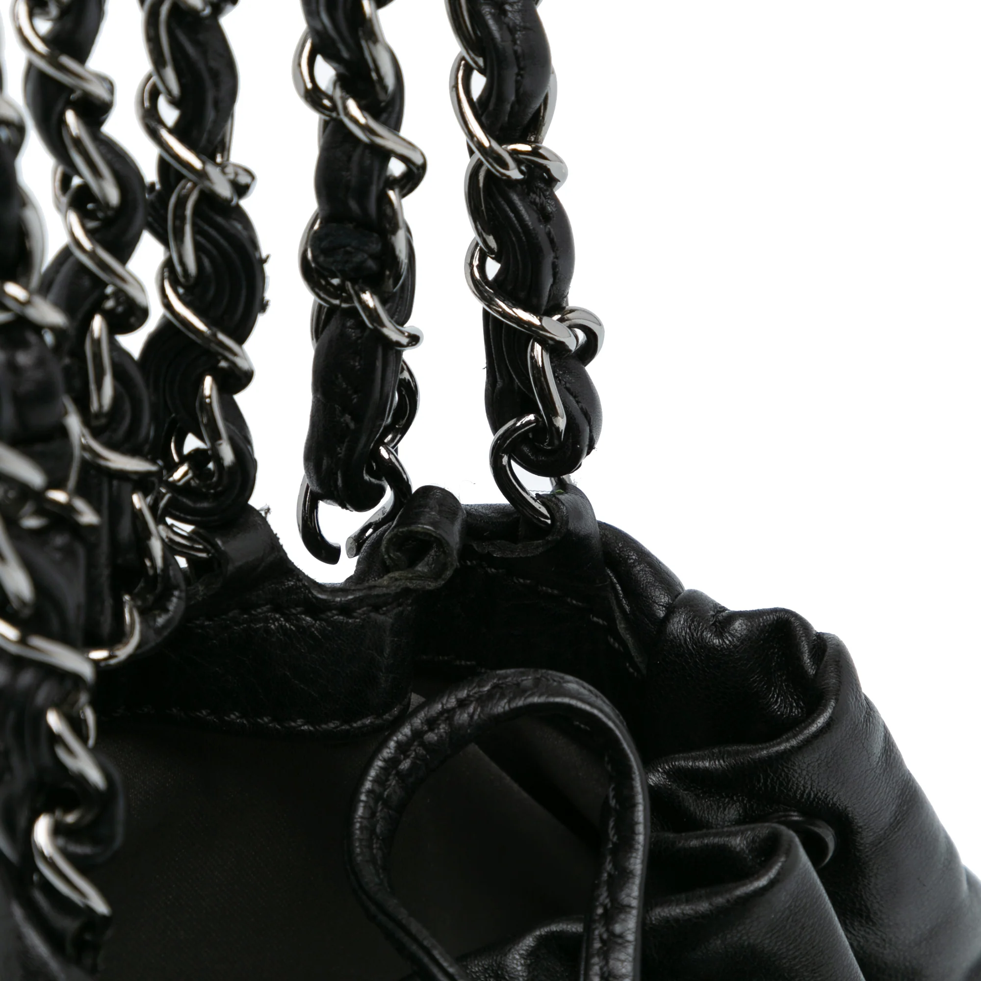 Chanel | Pre-Owned CC Calfskin Dual Twin Chain Handbag | Black - Image 9
