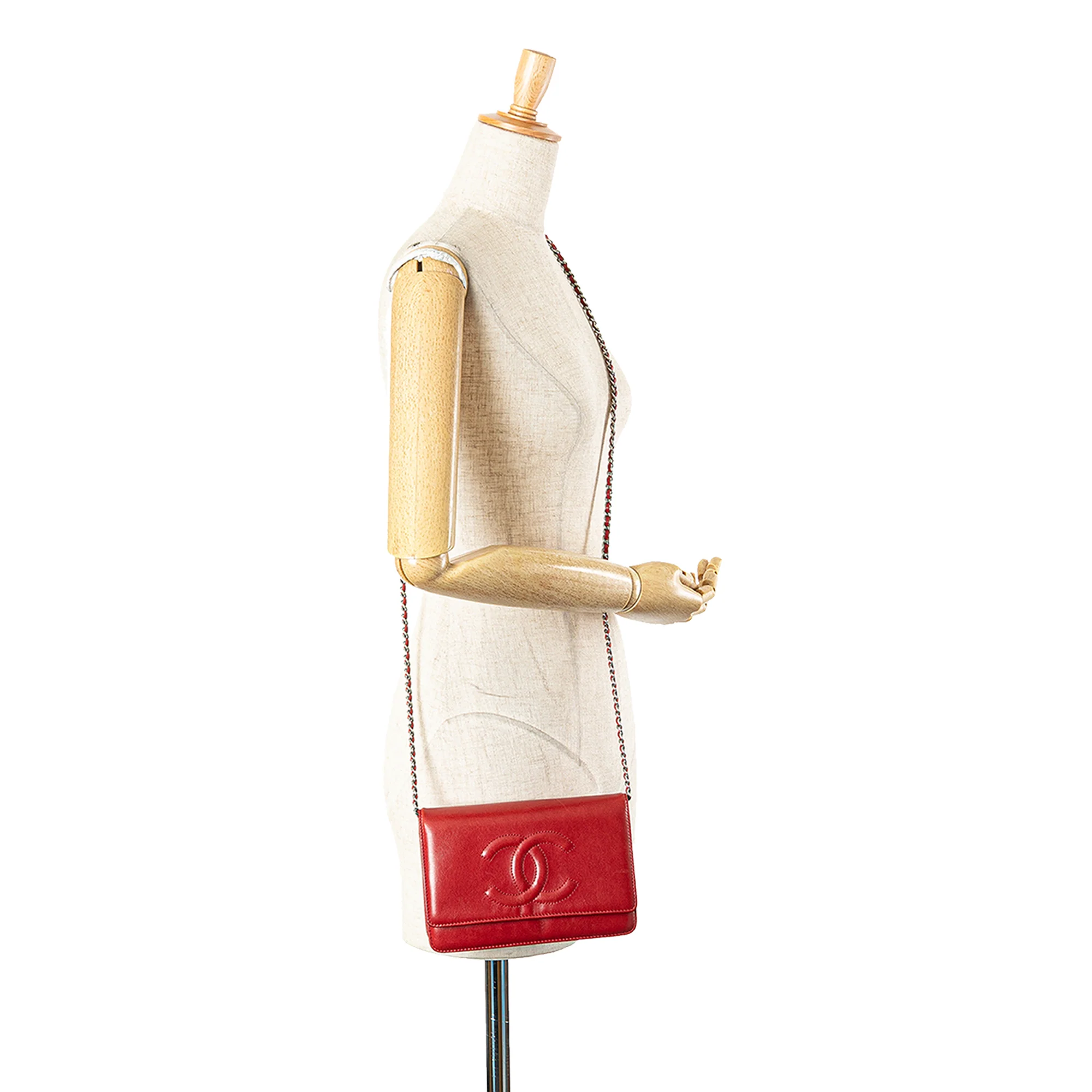 Chanel | Pre-Owned CC Calfskin Wallet On Chain | Red - Image 5