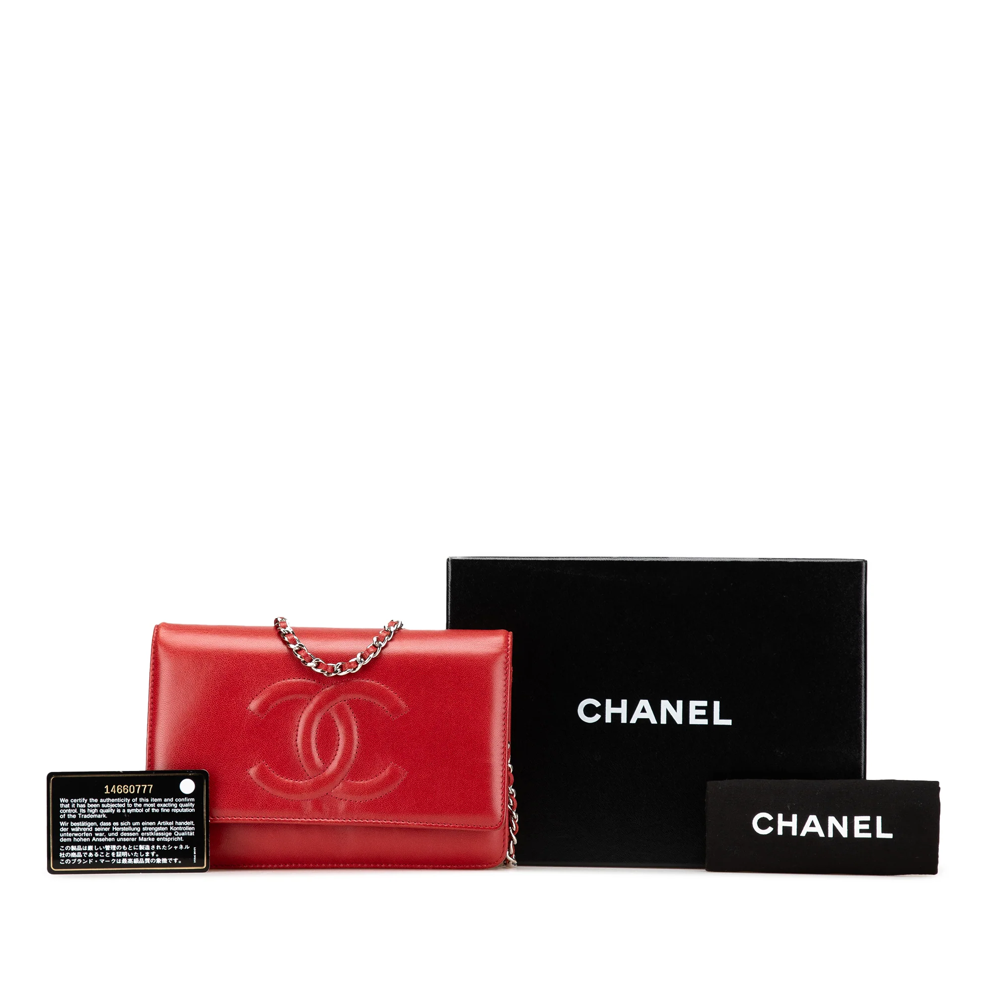 Chanel | Pre-Owned CC Calfskin Wallet On Chain | Red - Image 6