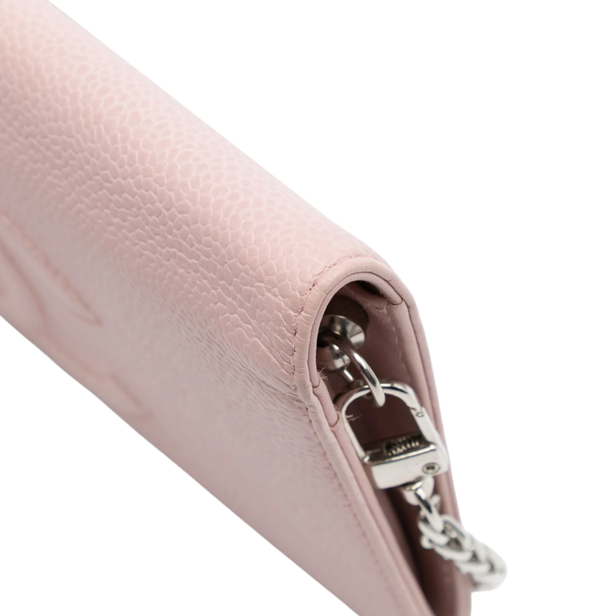 Chanel | Pre-Owned CC Caviar Wallet On Chain | Pink/Light Pink - Image 10