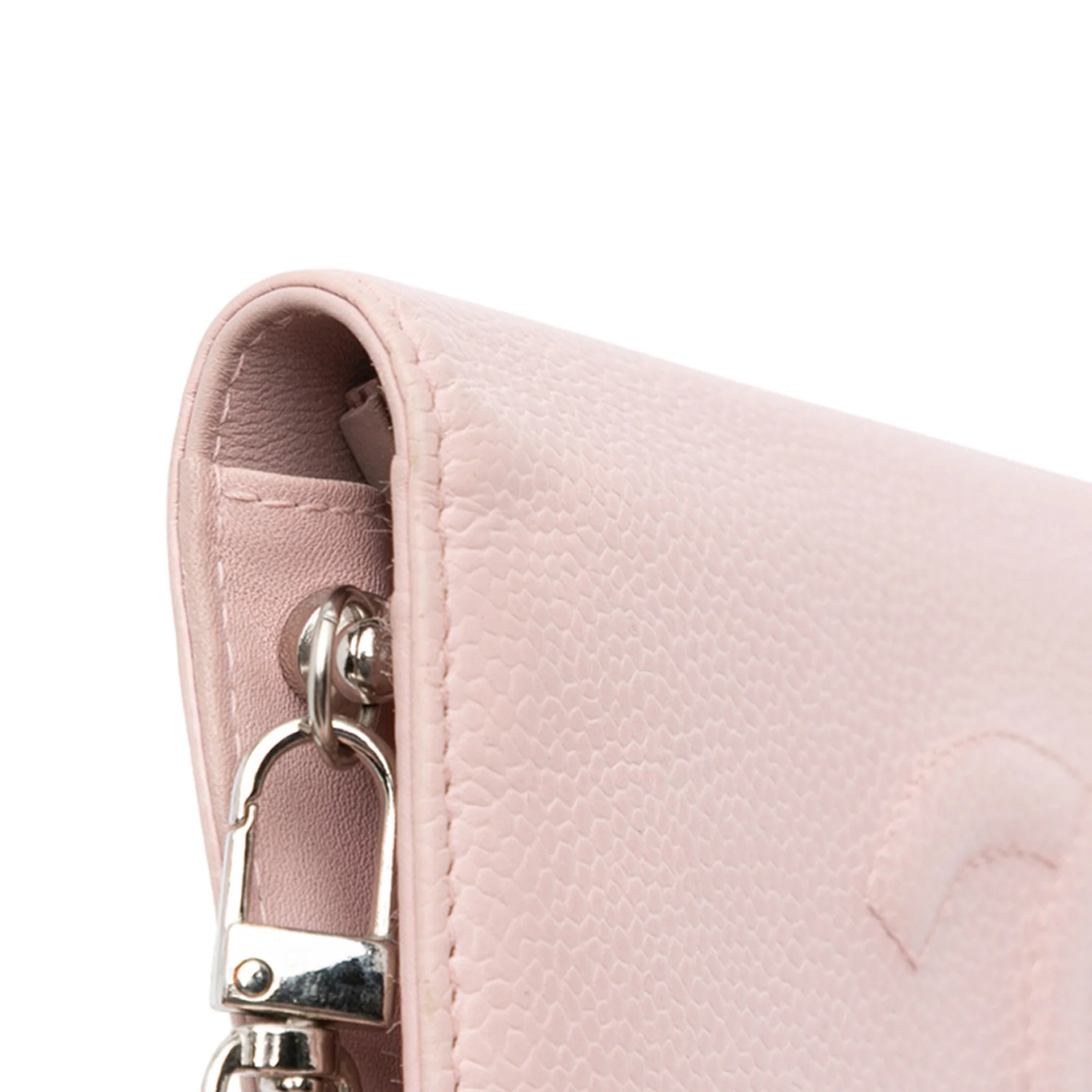 Chanel | Pre-Owned CC Caviar Wallet On Chain | Pink/Light Pink - Image 2