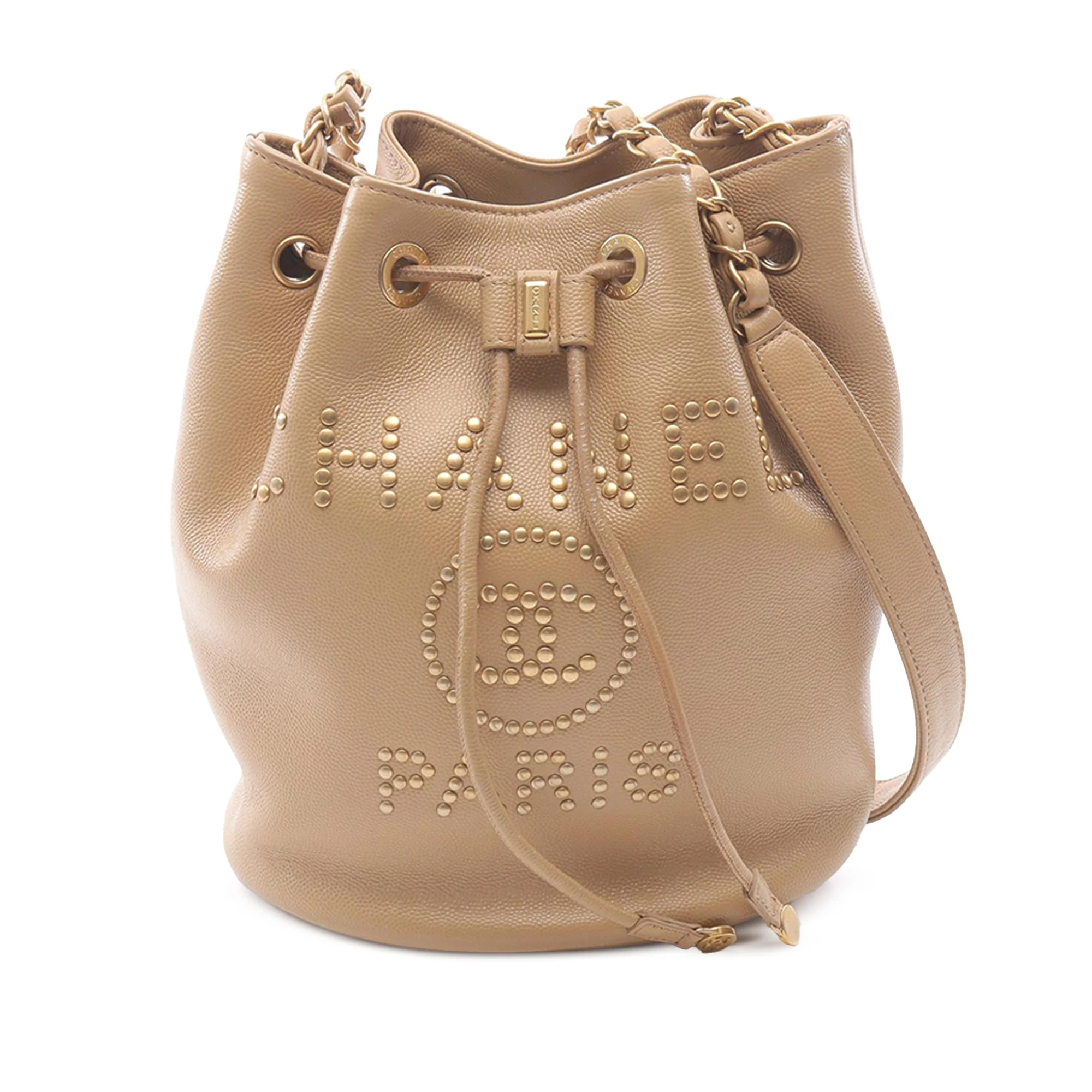 Chanel | Pre-Owned CC Deauville Drawstring Bucket Bag | Neutral