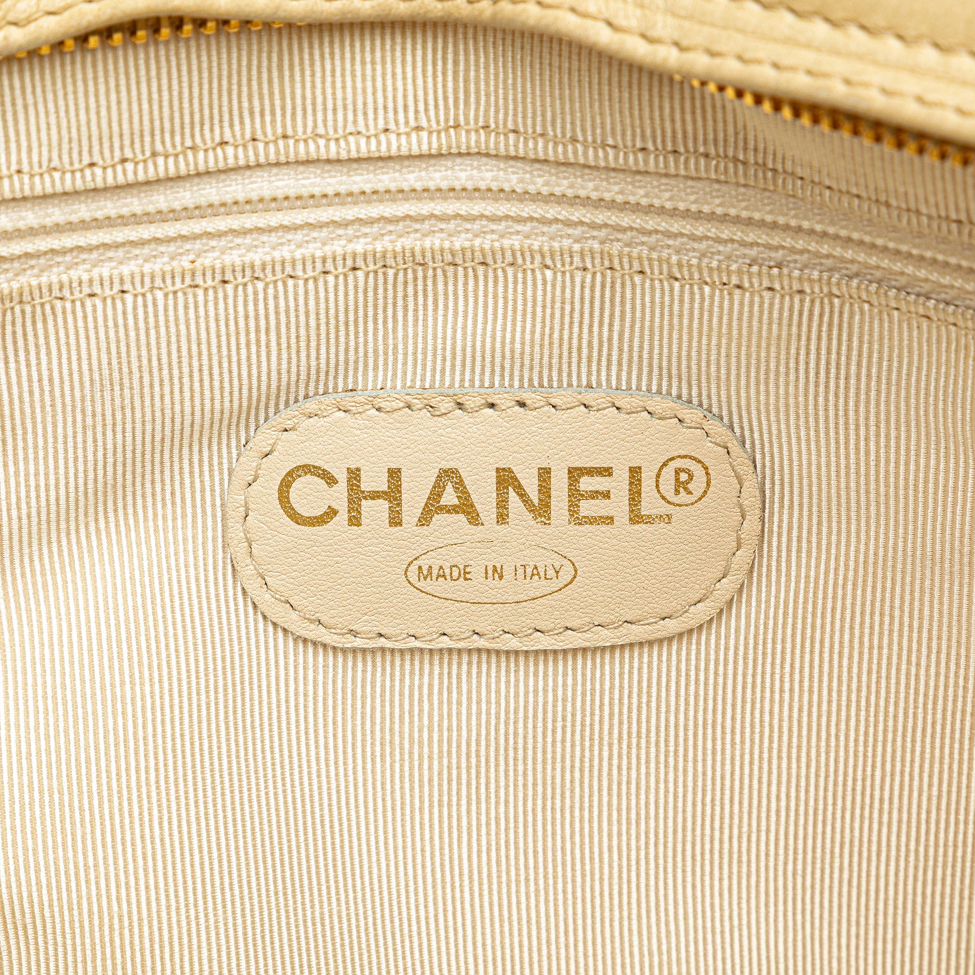 Chanel | Pre-Owned CC Lambskin Chain Tote | Brown/Light Beige - Image 11