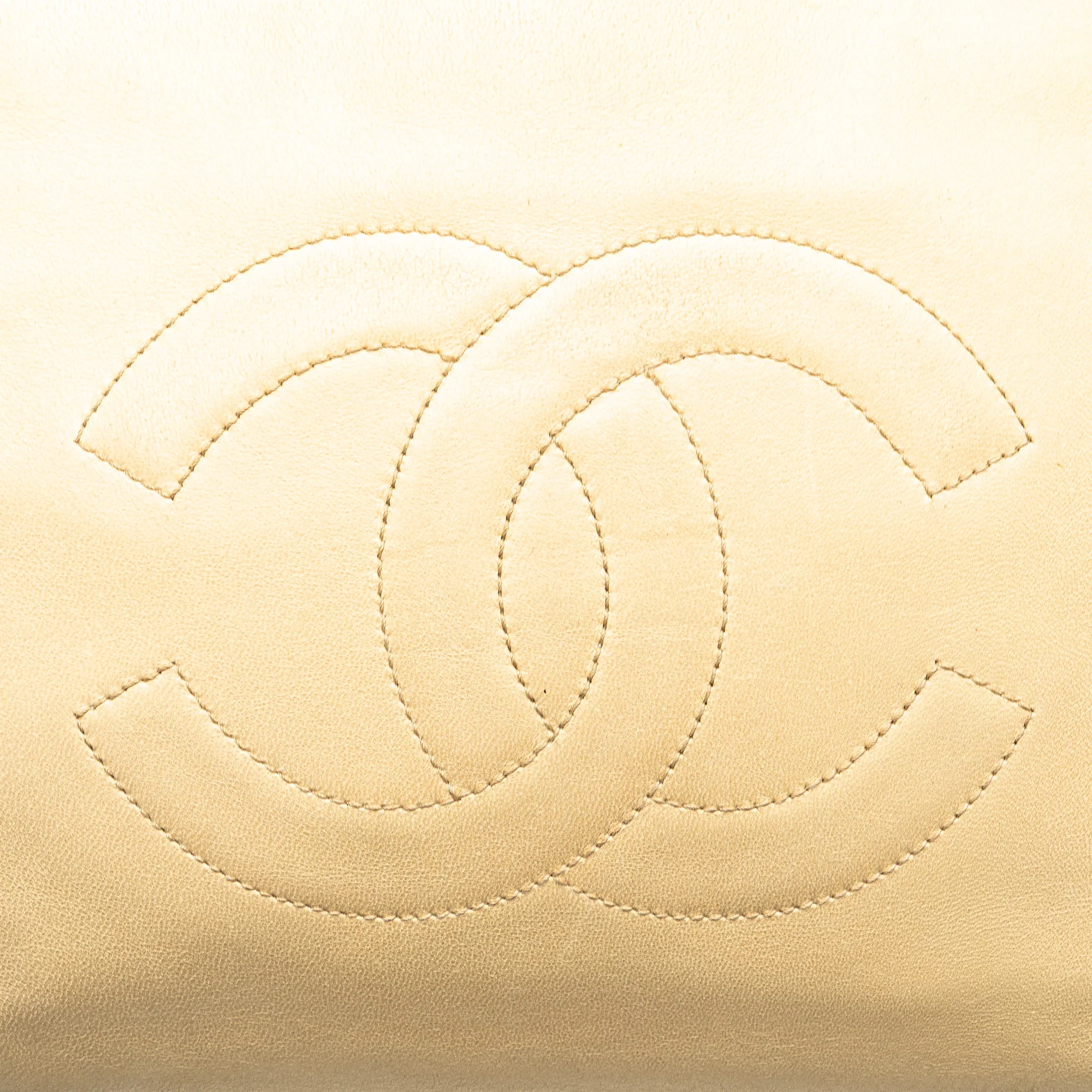 Chanel | Pre-Owned CC Lambskin Chain Tote | Brown/Light Beige - Image 14