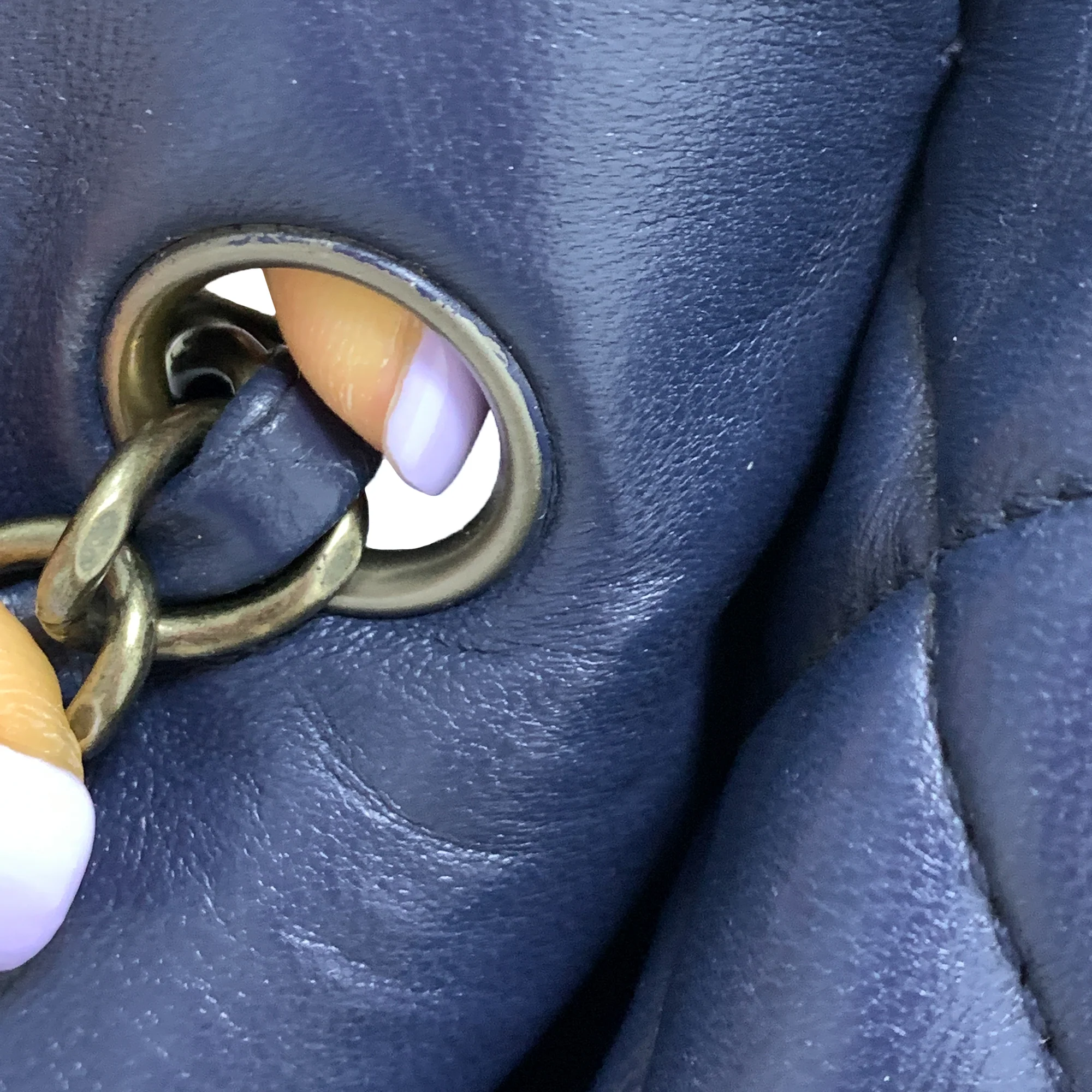 Chanel | Pre-Owned CC Quilted Lambskin Double Flap | Blue/Navy - Image 13