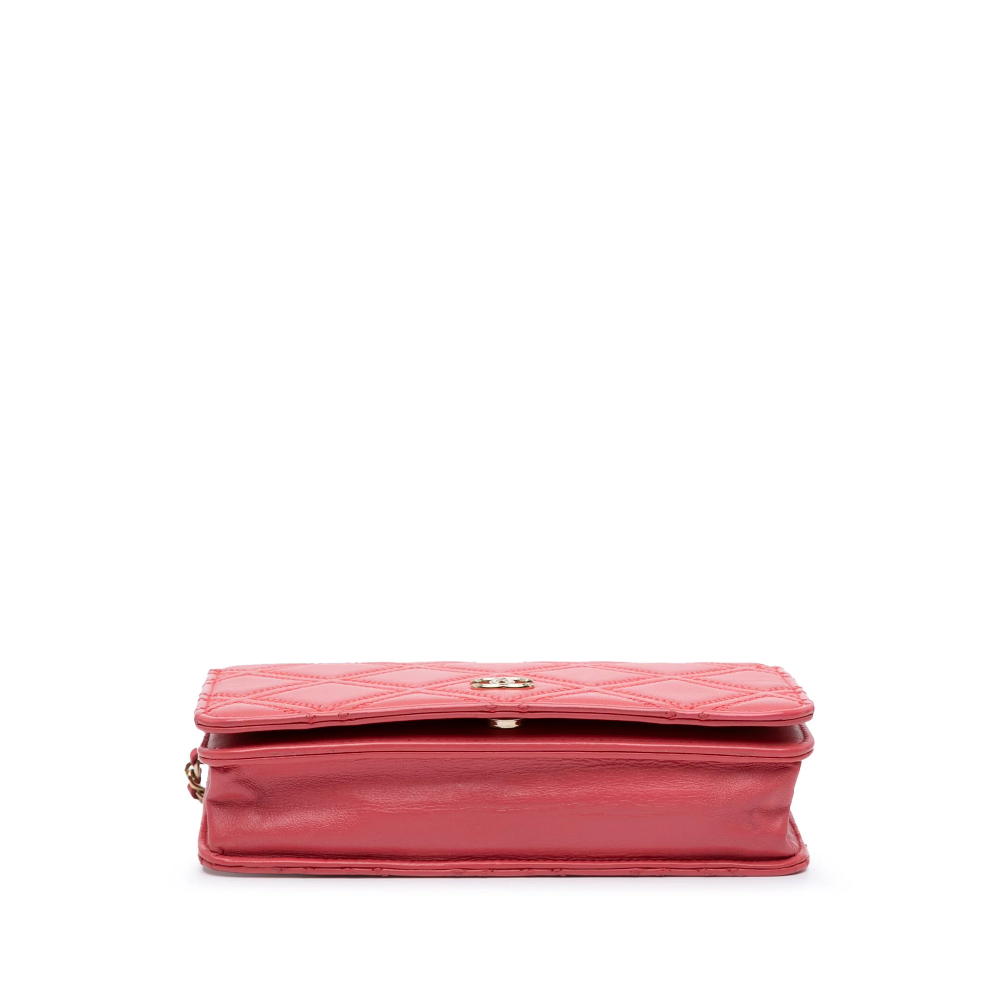 Chanel | Pre-Owned CC Quilted Lambskin Double Stitch Tassel Wallet On Chain | Pink/Blush - Image 10