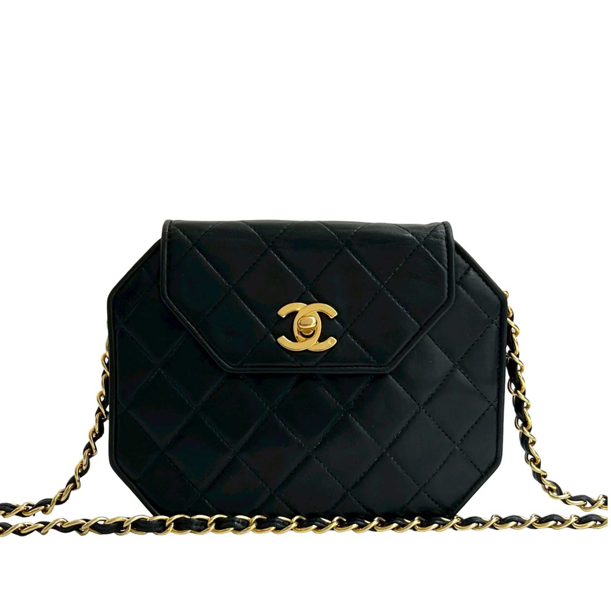 Chanel | Pre-Owned CC Quilted Lambskin Octagon Flap | Black