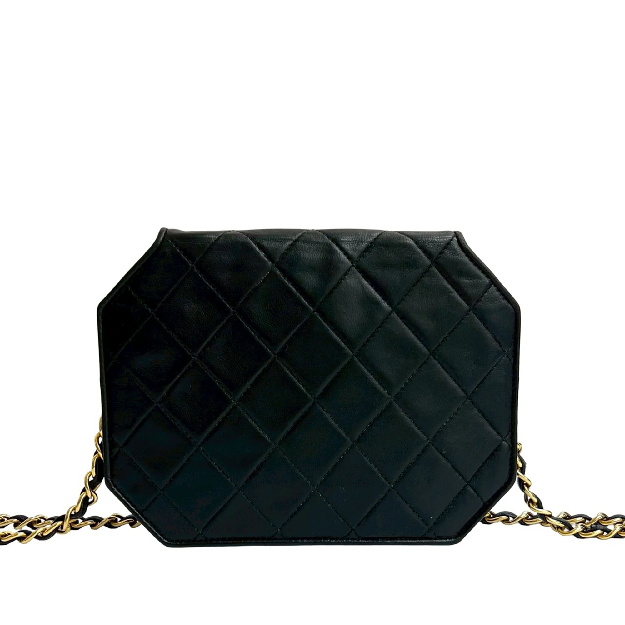 Chanel | Pre-Owned CC Quilted Lambskin Octagon Flap | Black - Image 2
