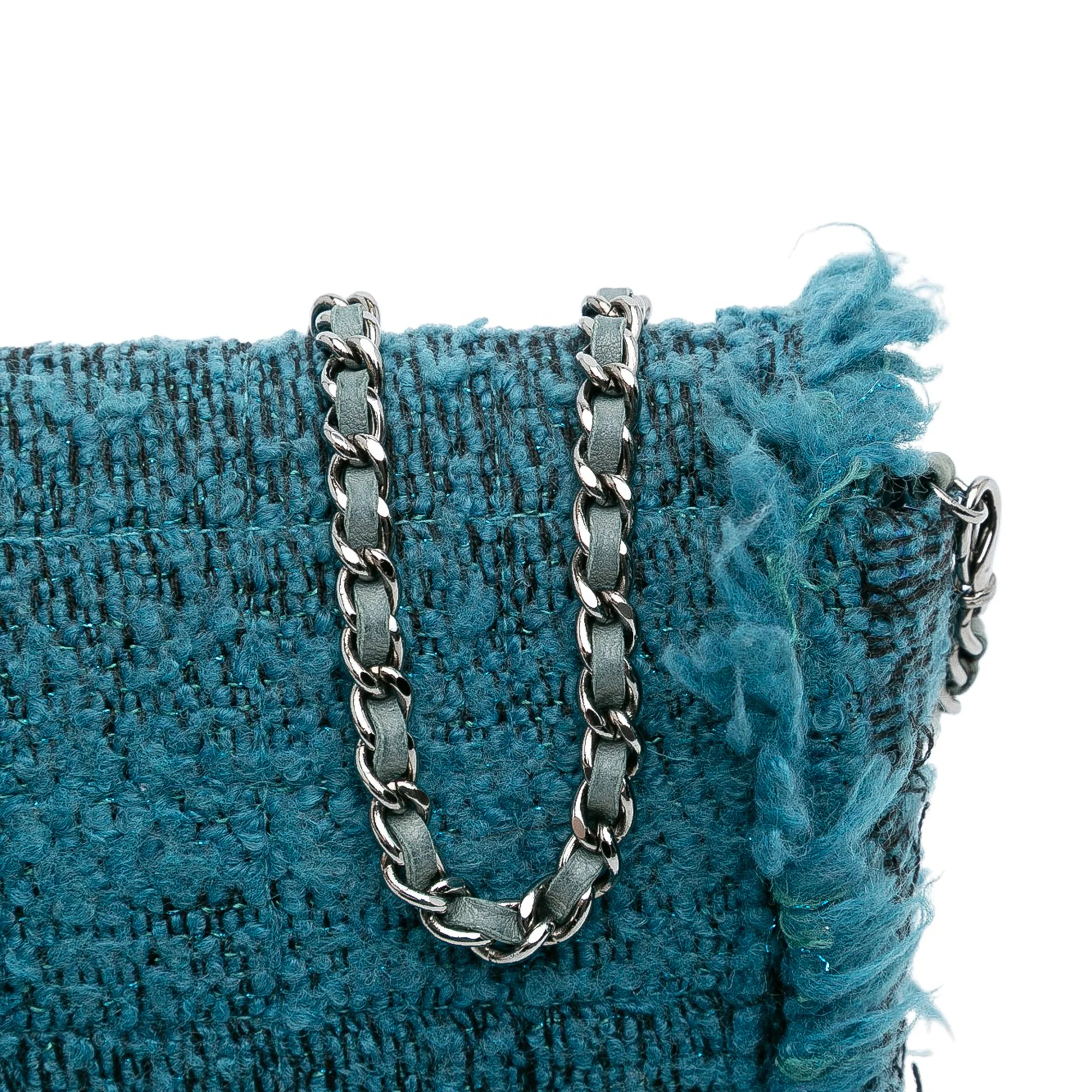 Chanel | Pre-Owned CC Tweed East West Flap | Blue/Peacock - Image 2