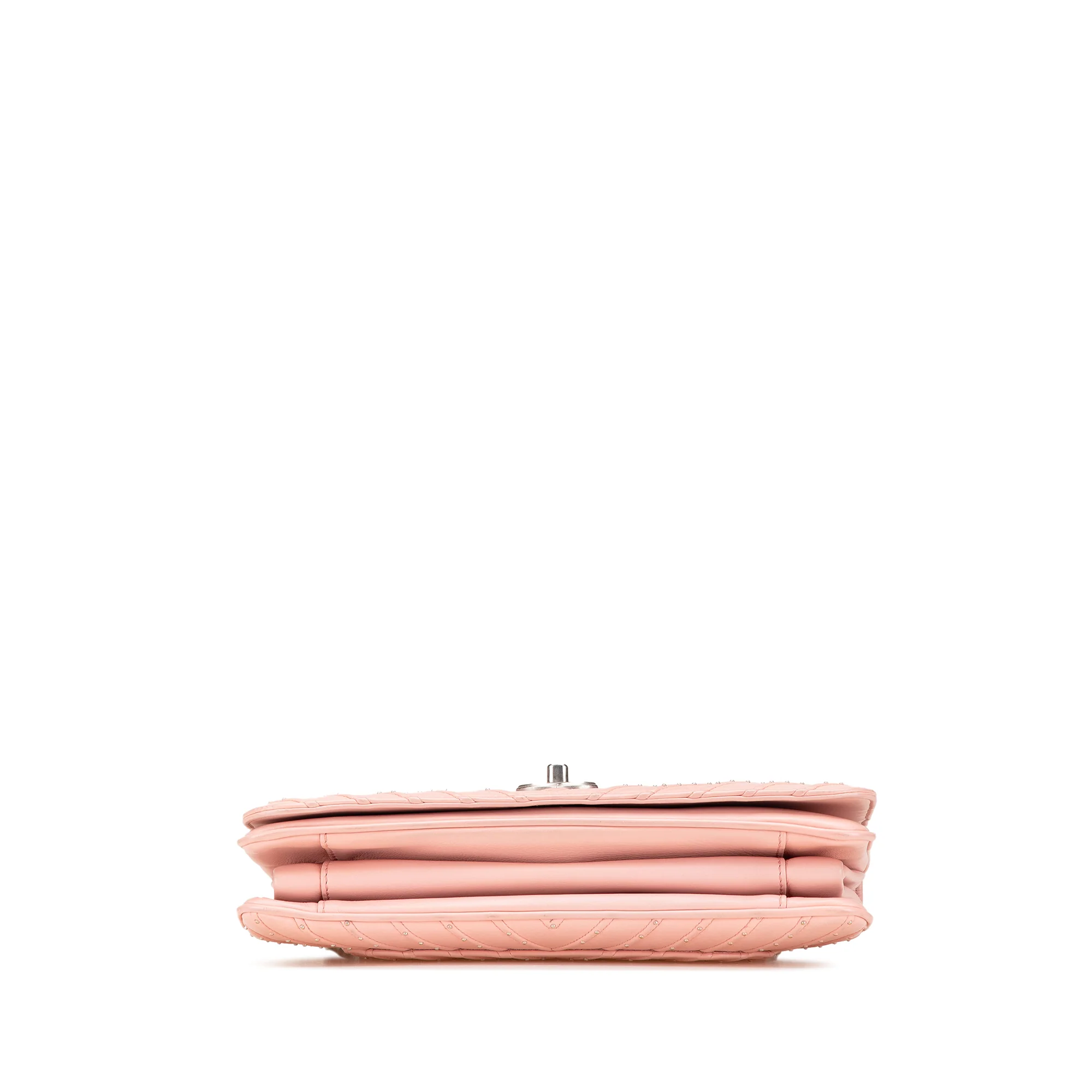 Chanel | Pre-Owned Chevron Calfskin Studded Full Flap | Pink/Light Pink - Image 10