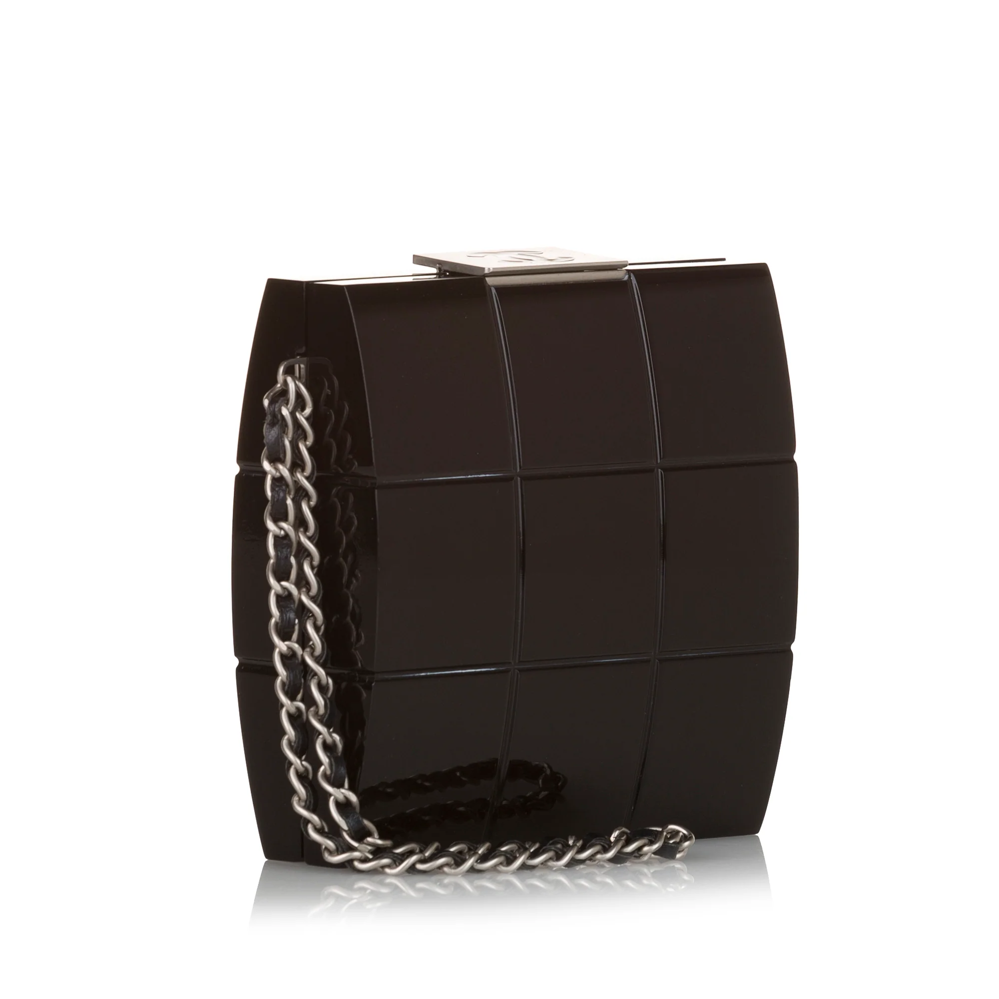 Chanel | Pre-Owned Choco Bar Lucite Perspex Clutch | Black - Image 2