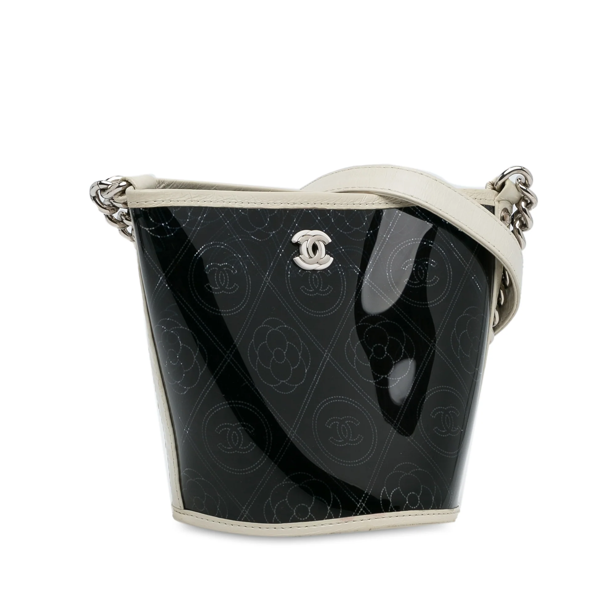 Chanel | Pre-Owned Crumpled Calfskin PVC Camellia Bucket - II | Black - Image 5