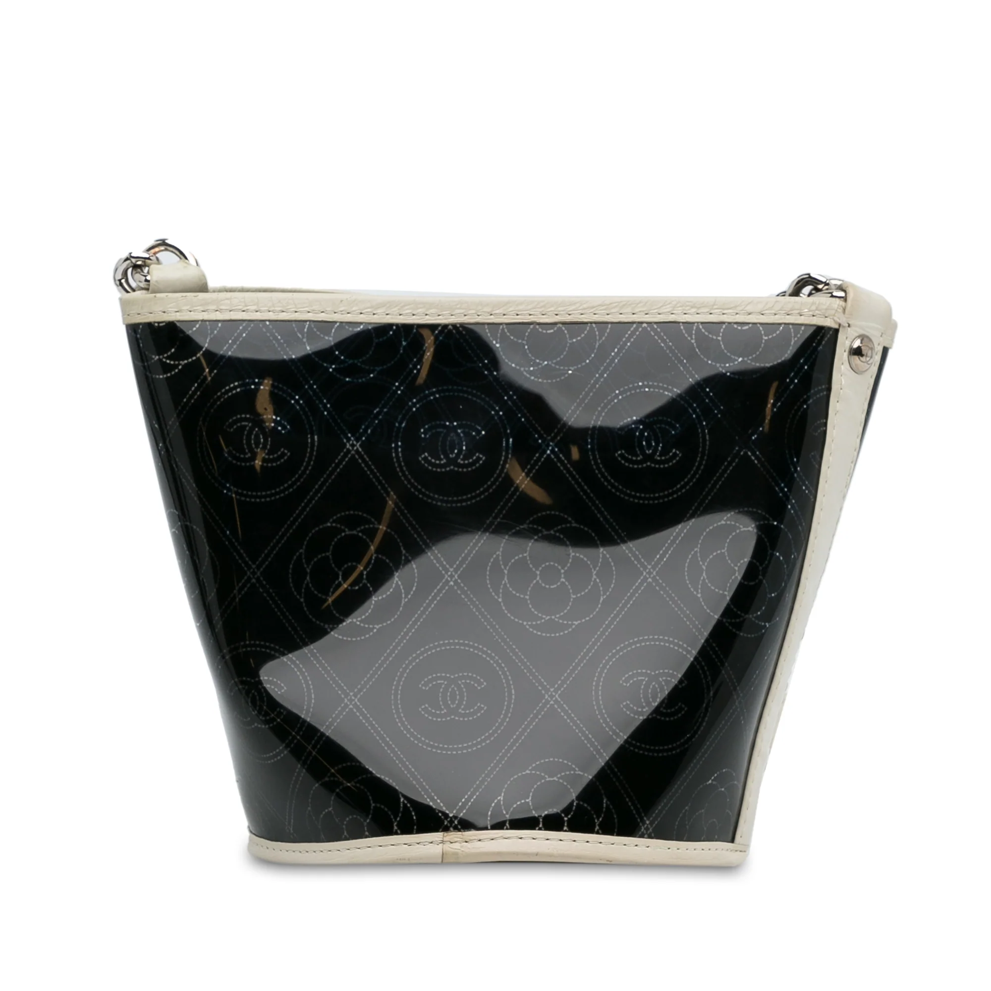 Chanel | Pre-Owned Crumpled Calfskin PVC Camellia Bucket - II | Black - Image 7