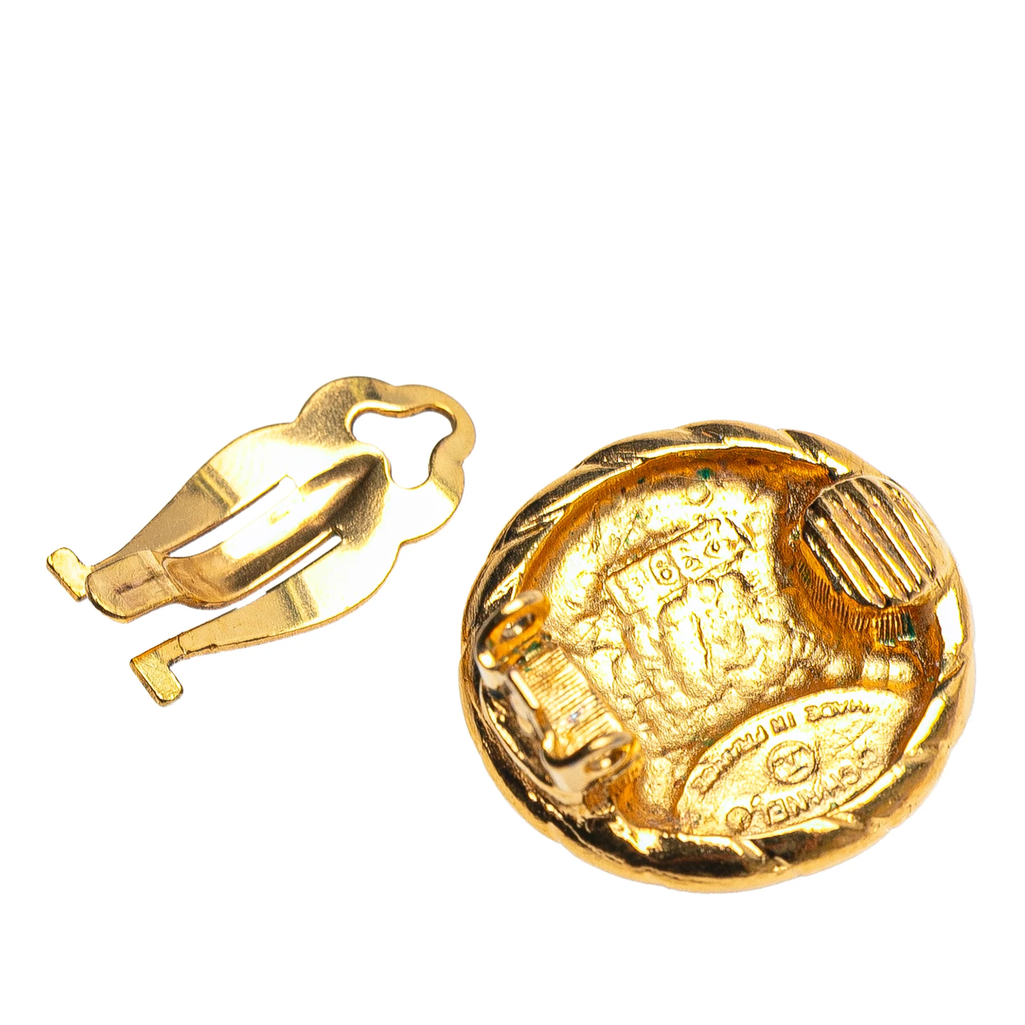 Chanel | Pre-Owned Gold Plated CC Clip On Earrings | Gold - Image 3
