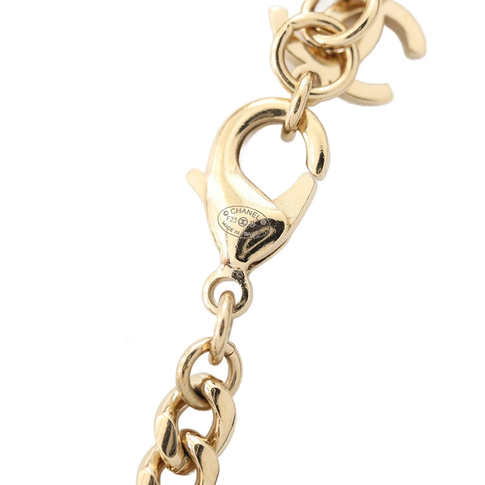 Chanel | Pre-Owned Gold Plated Rhinestones Heart Logo Choker Necklace | Gold - Image 5