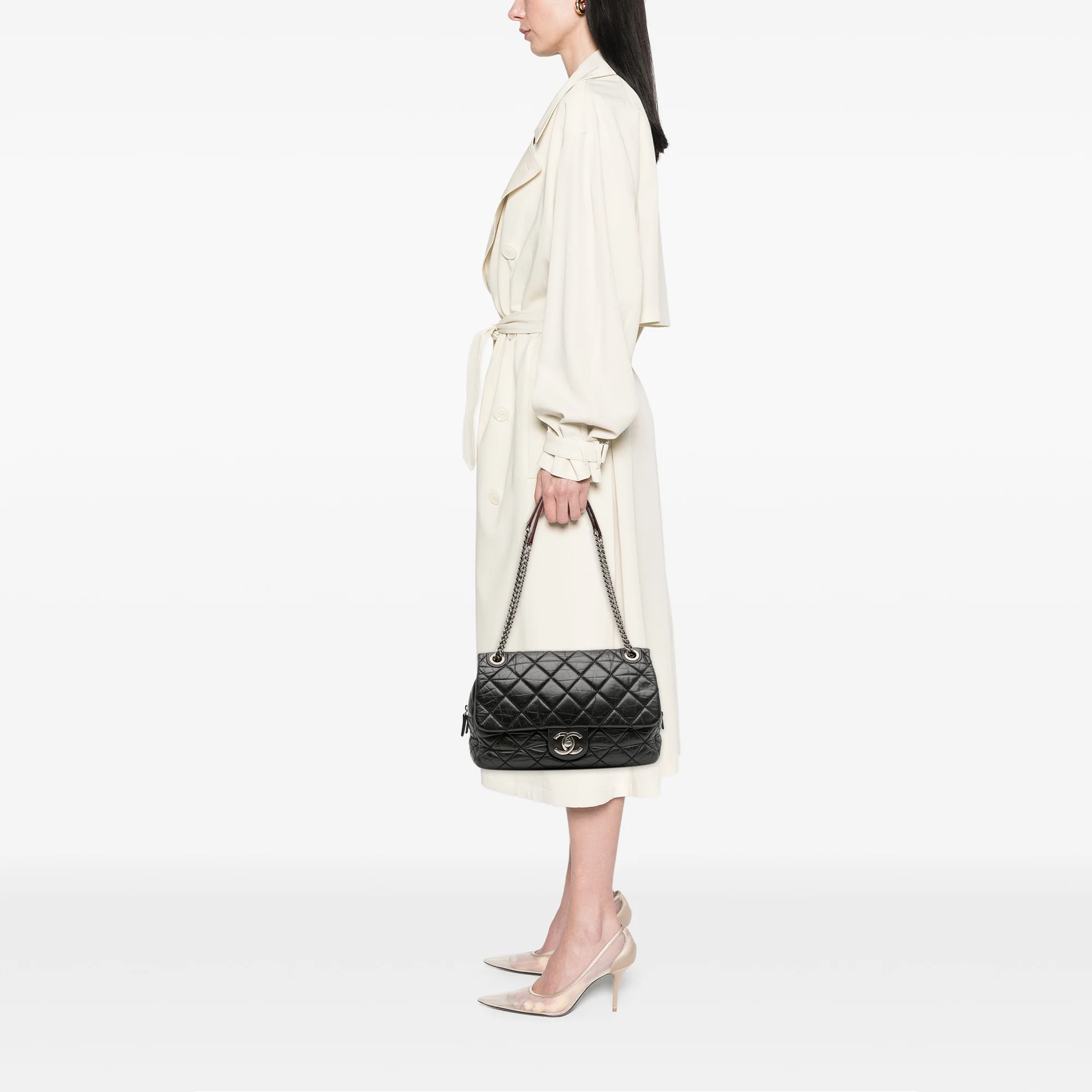 Chanel | Pre-Owned Jumbo Quilted Aged Calfskin Portobello Flap | Black - Image 10