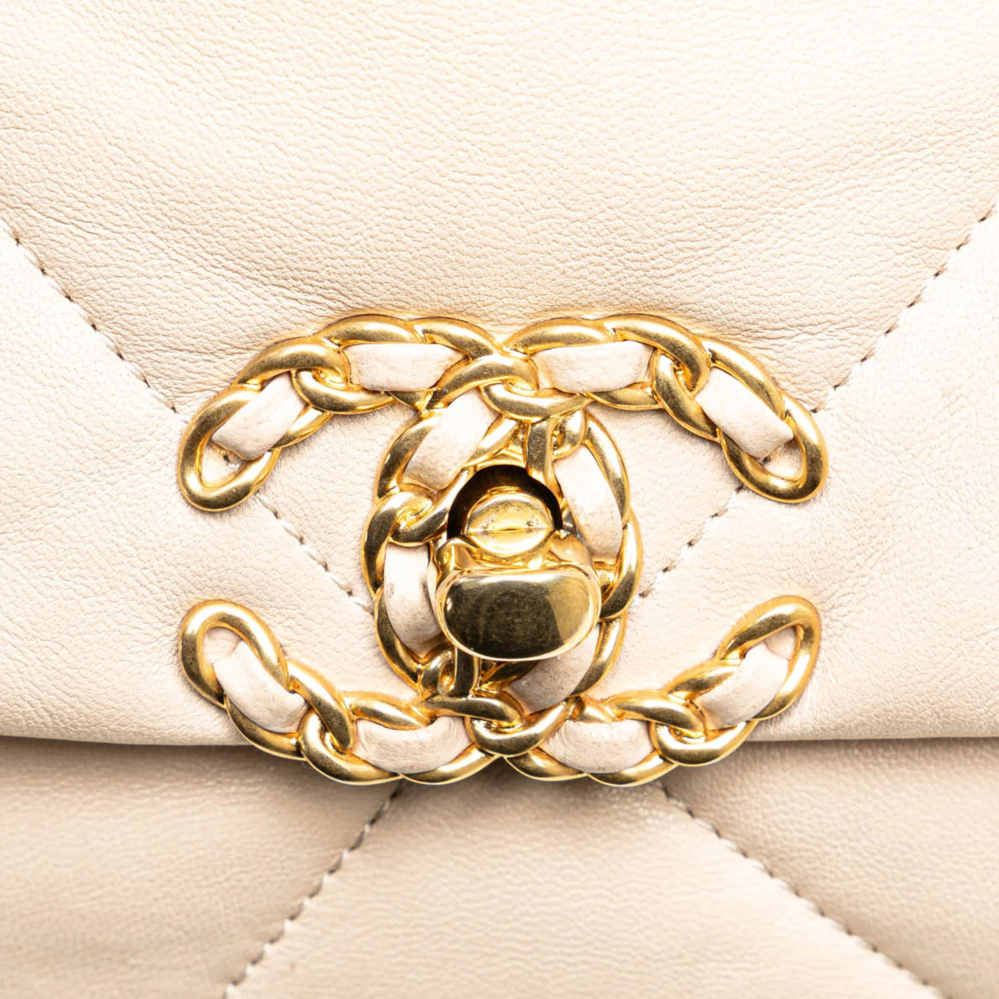 Chanel | Pre-Owned Large Lambskin 19 Flap | Beige - Image 12