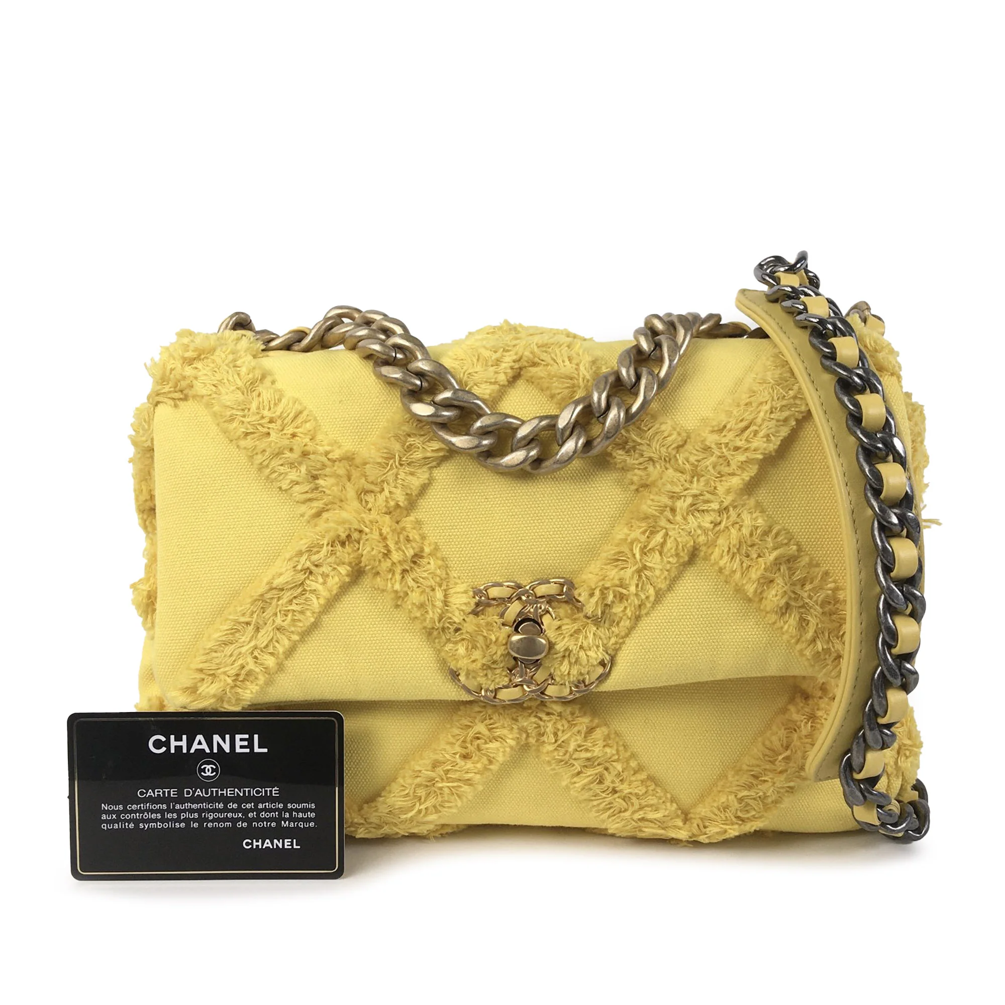 Chanel | Pre-Owned Medium Canvas 19 Flap | Yellow - Image 15