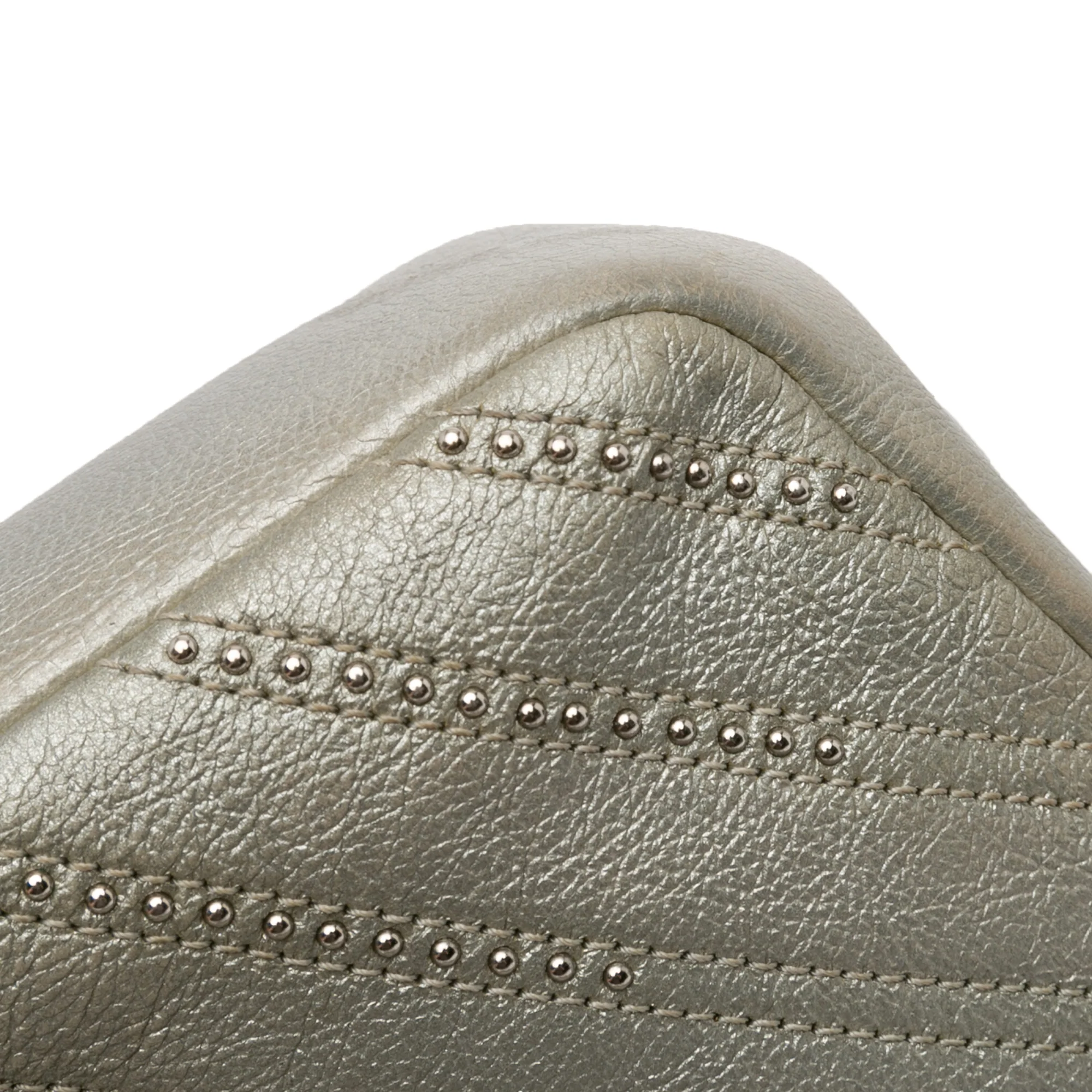 Chanel | Pre-Owned Medium Chevron Calfskin Stud Wars Flap | Silver - Image 12