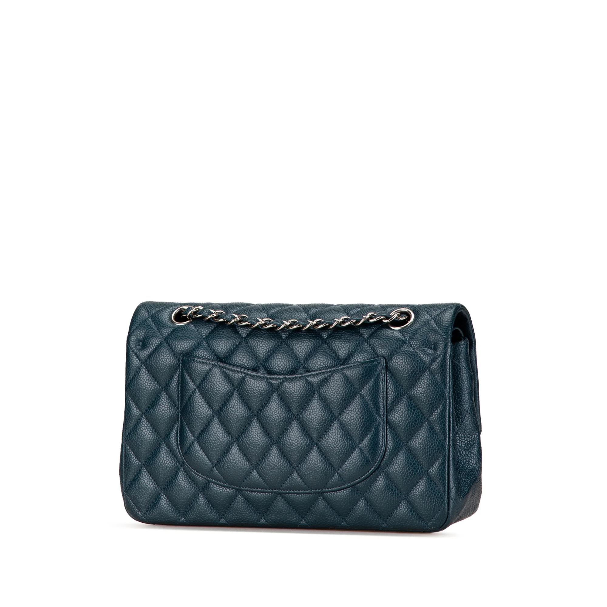 Chanel | Pre-Owned Medium Classic Caviar Double Flap | Blue/Peacock - Image 4