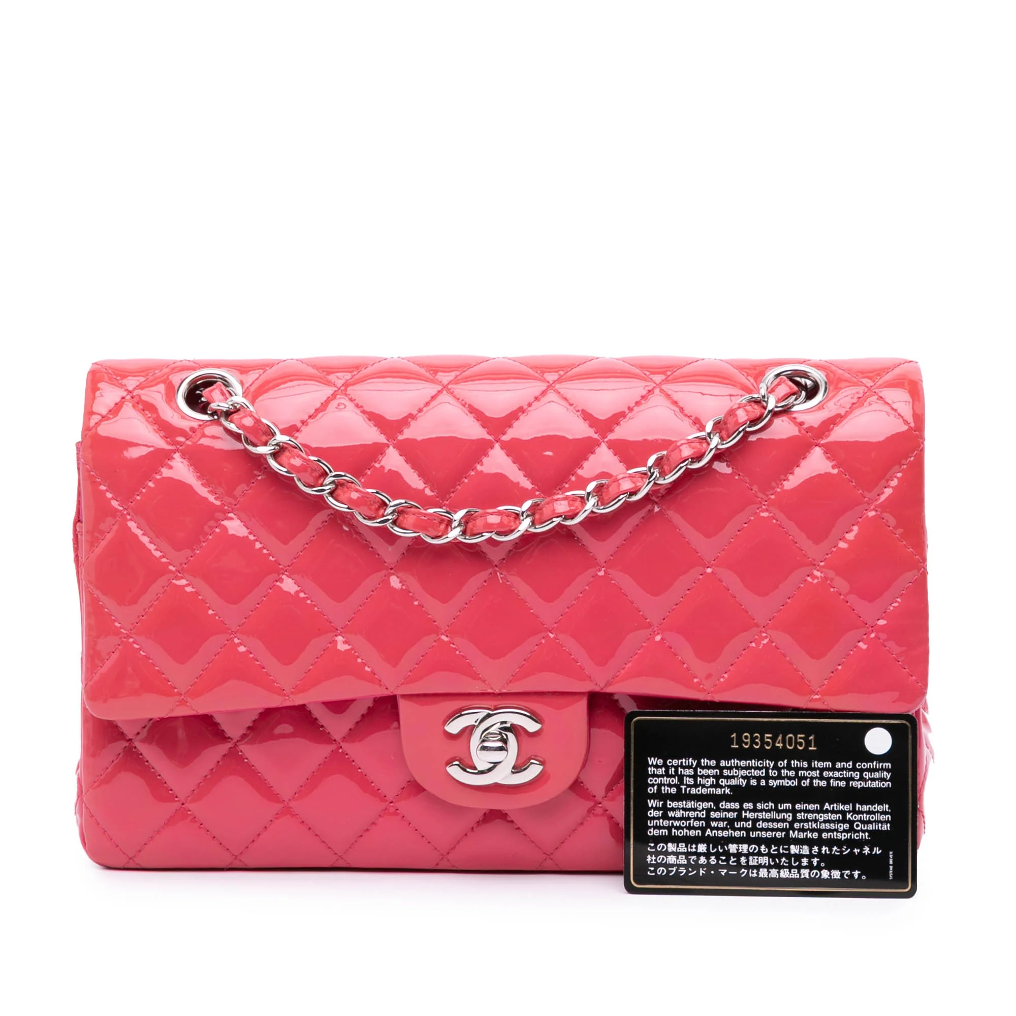 Chanel | Pre-Owned Medium Classic Patent Double Flap | Pink/Strawberry - Image 4