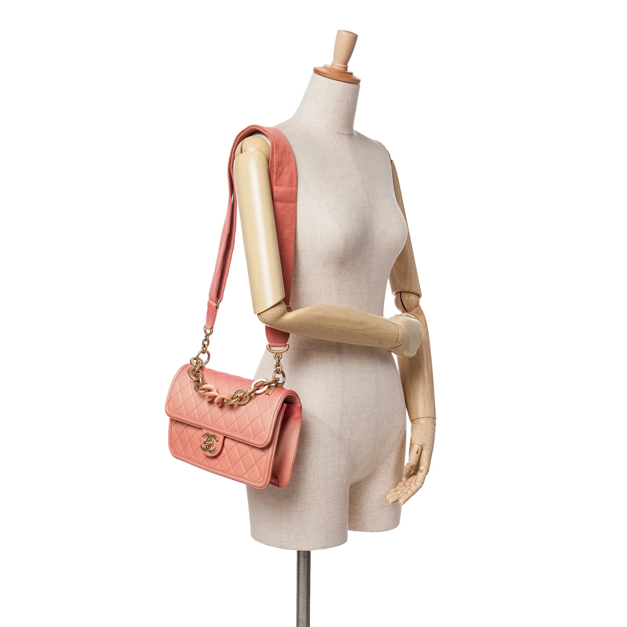 Chanel | Pre-Owned Medium Quilted Caviar Sunset On The Sea Flap | Pink/Salmon - Image 2