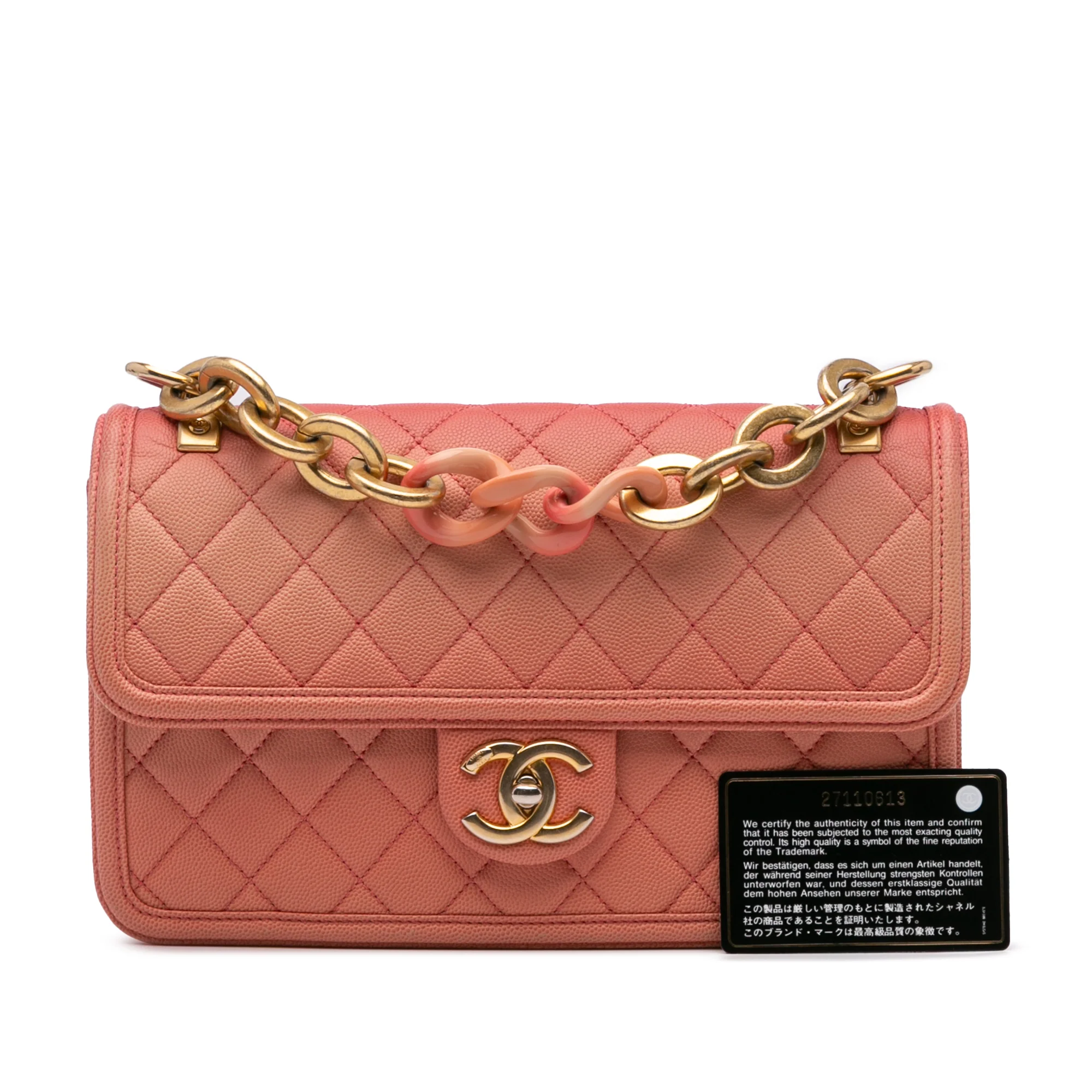 Chanel | Pre-Owned Medium Quilted Caviar Sunset On The Sea Flap | Pink/Salmon - Image 3