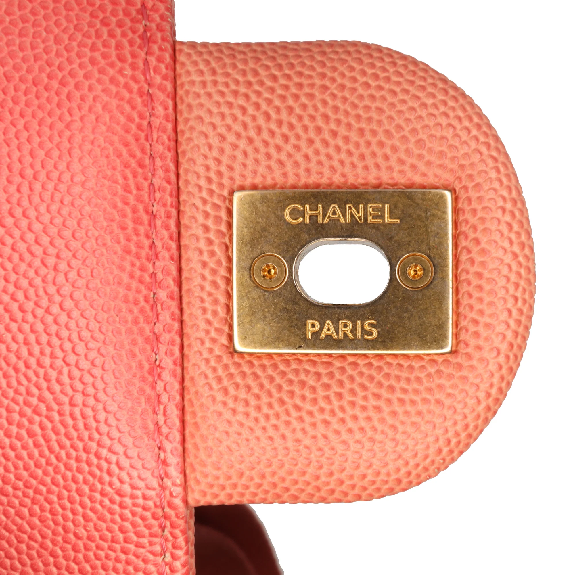 Chanel | Pre-Owned Medium Quilted Caviar Sunset On The Sea Flap | Pink/Salmon - Image 9