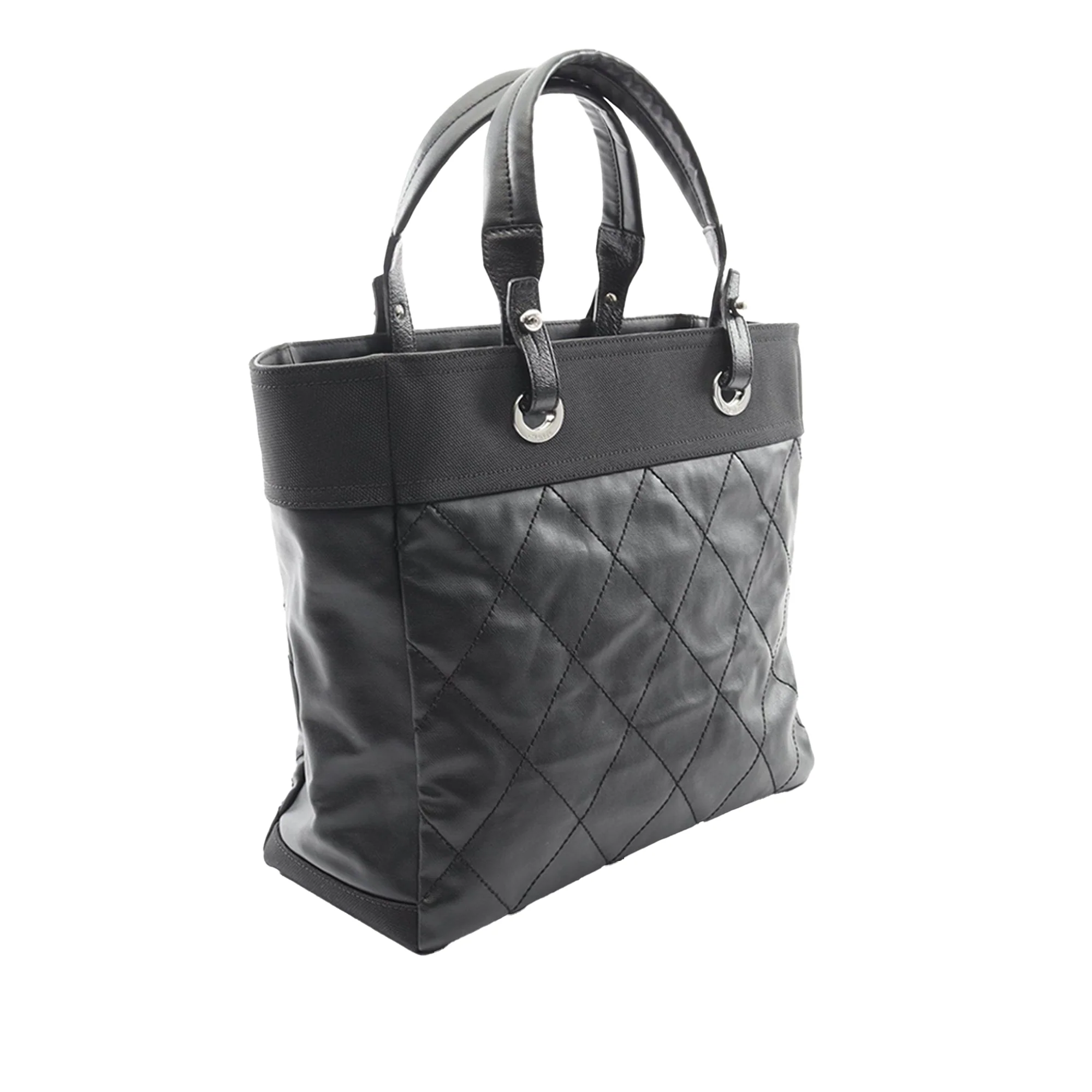 Chanel | Pre-Owned Medium Quilted Coated Canvas Paris Biarritz Tote | Black - Image 2