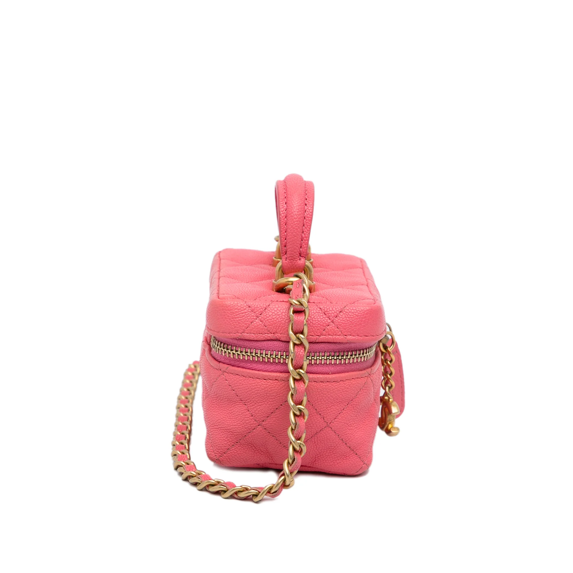 Chanel | Pre-Owned Micro Caviar Chain Vanity Bag | Pink - Image 6