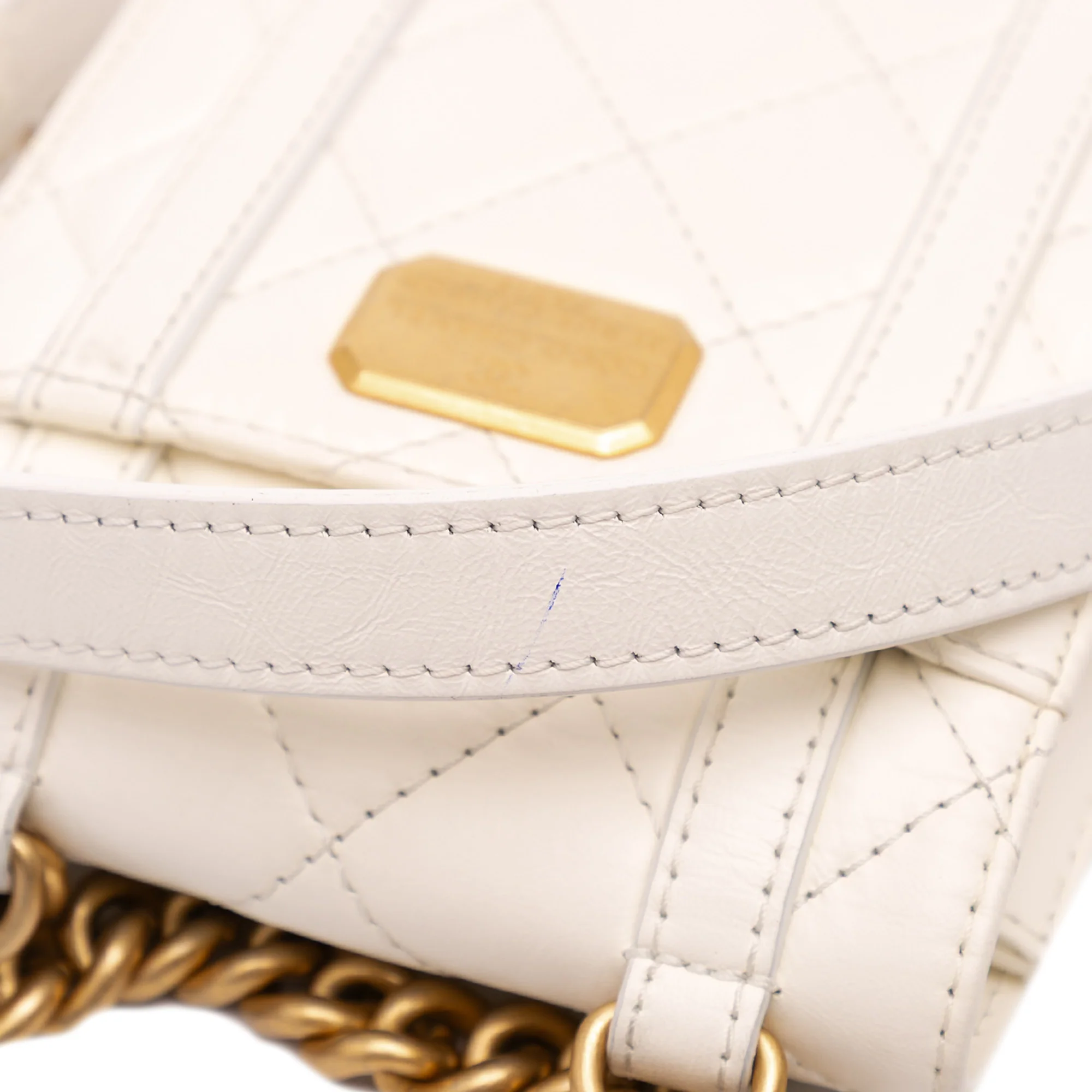 Chanel | Pre-Owned Mini Aged Calfskin City School Flap - I | White/Ivory - Image 11