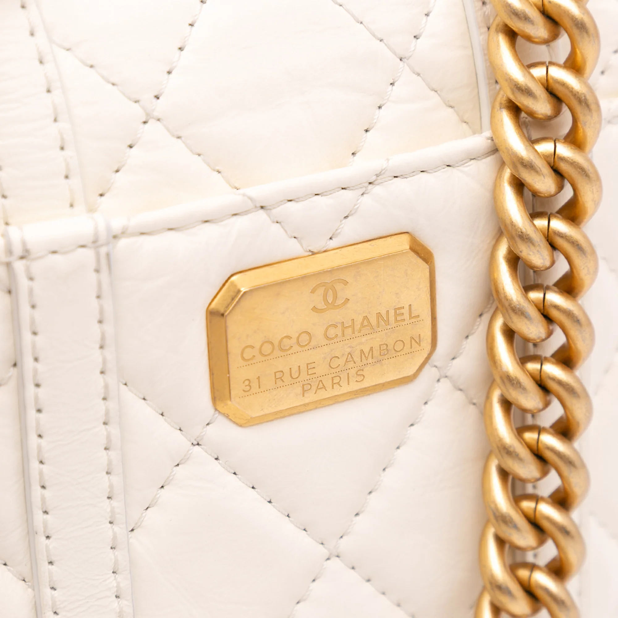Chanel | Pre-Owned Mini Aged Calfskin City School Flap - I | White/Ivory - Image 12