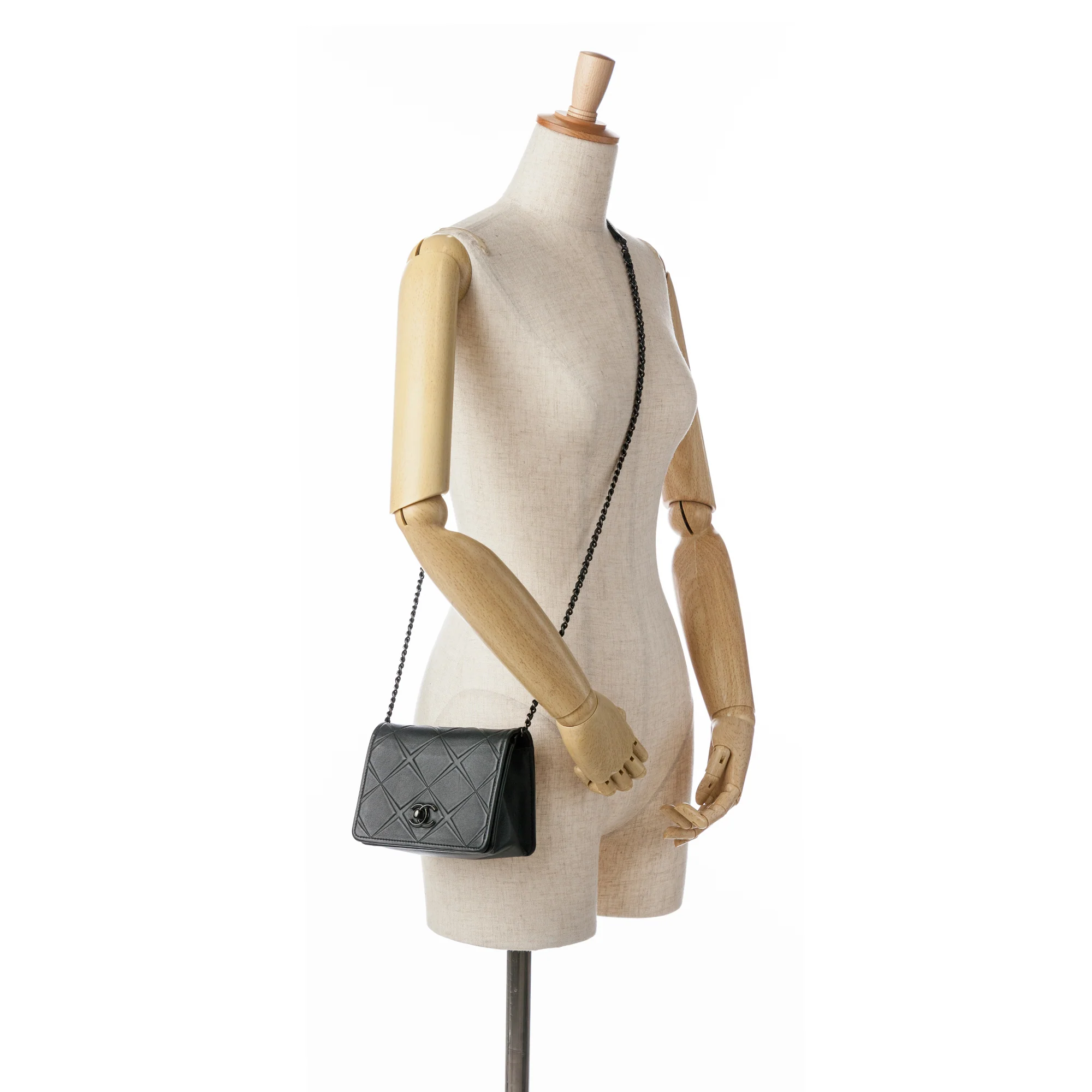 Chanel | Pre-Owned Mini Calfskin Propeller Flap | Black - Image 2