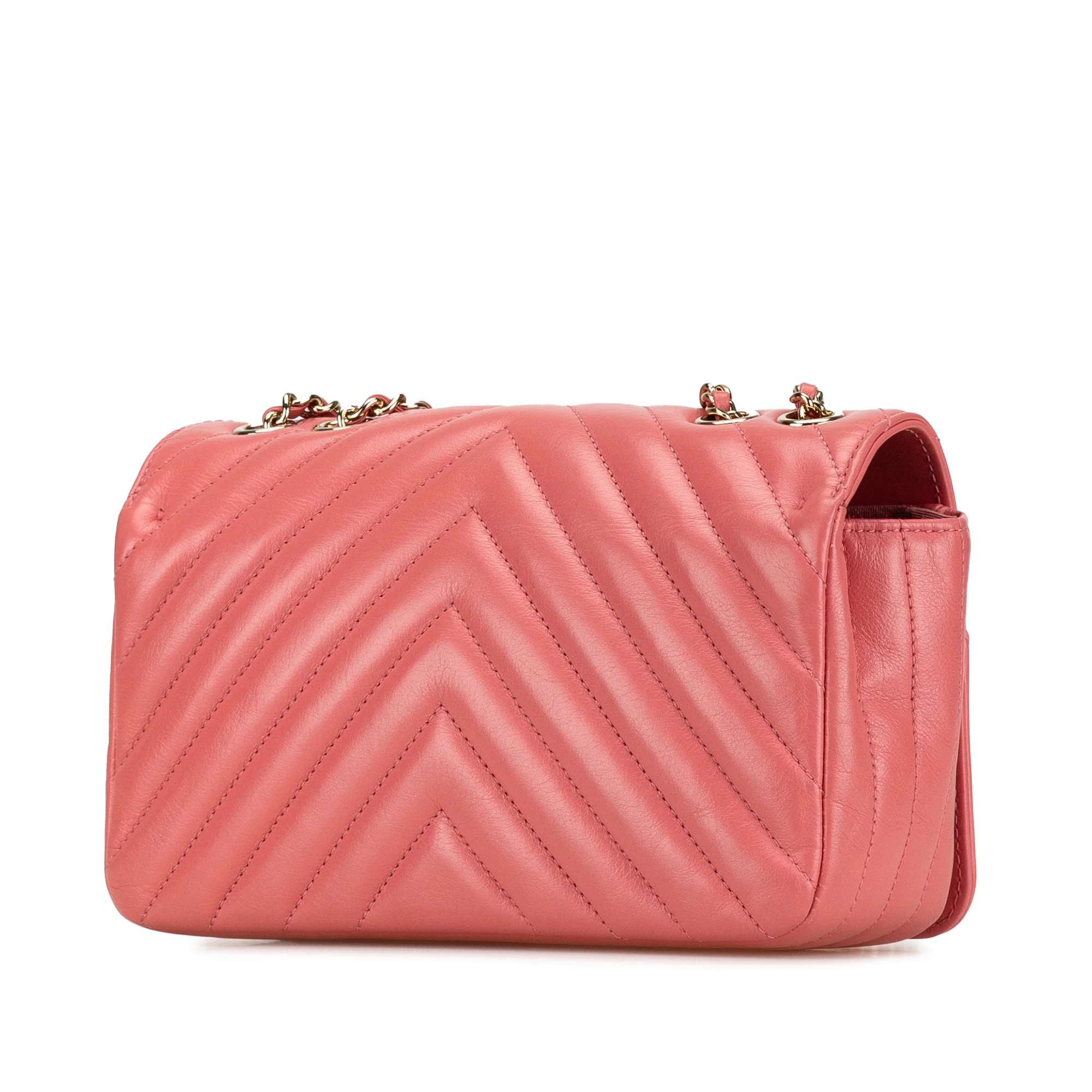 Chanel | Pre-Owned Mini Chevron Calfskin Statement Flap | Pink - Image 2