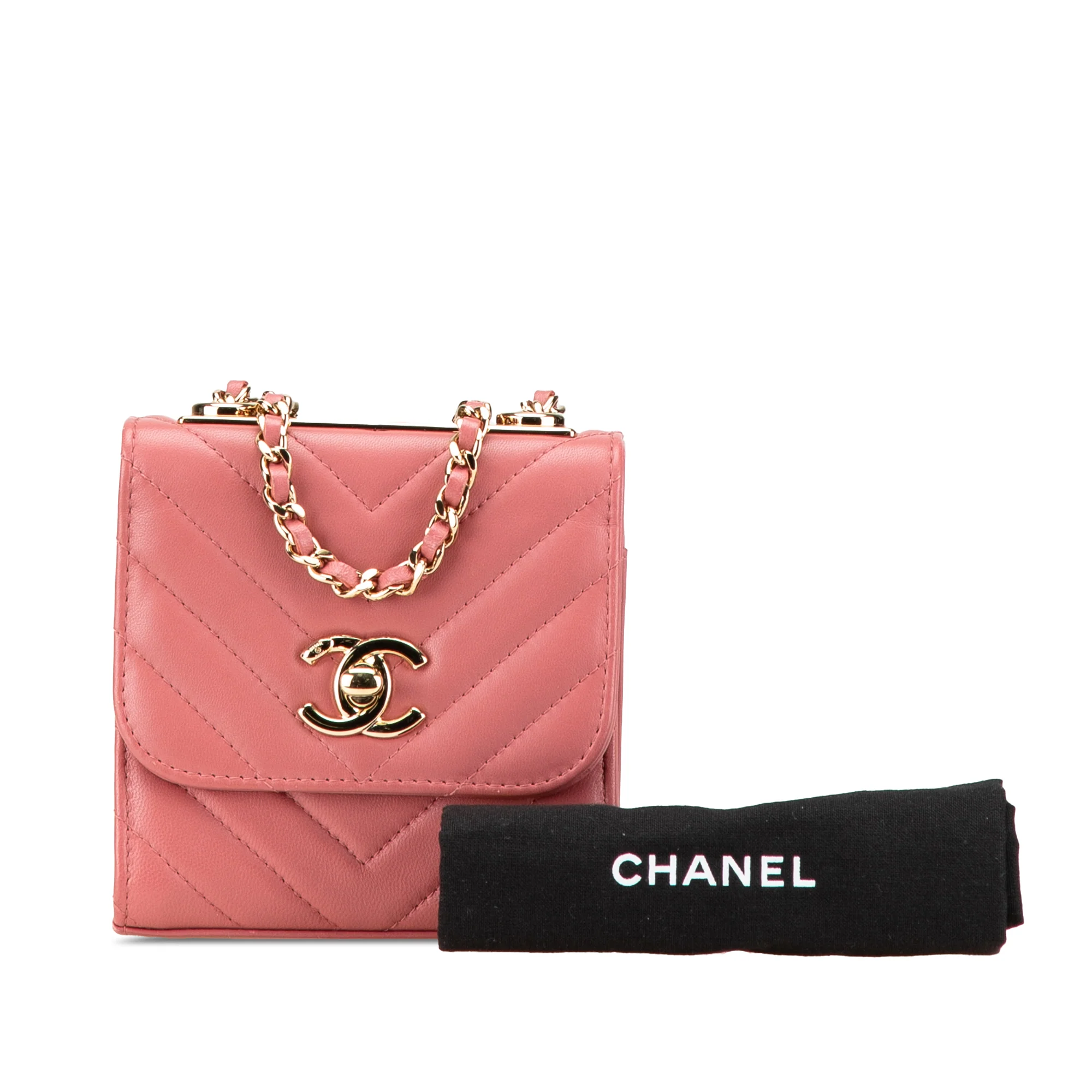 Chanel | Pre-Owned Mini Chevron Lambskin Trendy CC Chain Wallet | Pink - Image 6