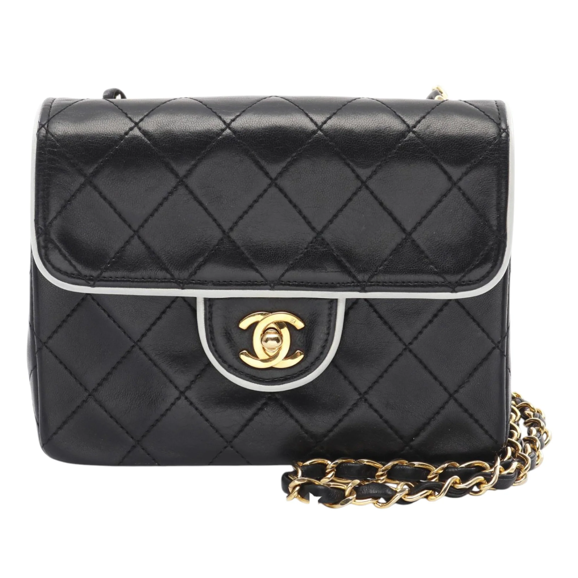 Chanel | Pre-Owned Mini Classic Quilted Lambskin Square Single Flap | Black