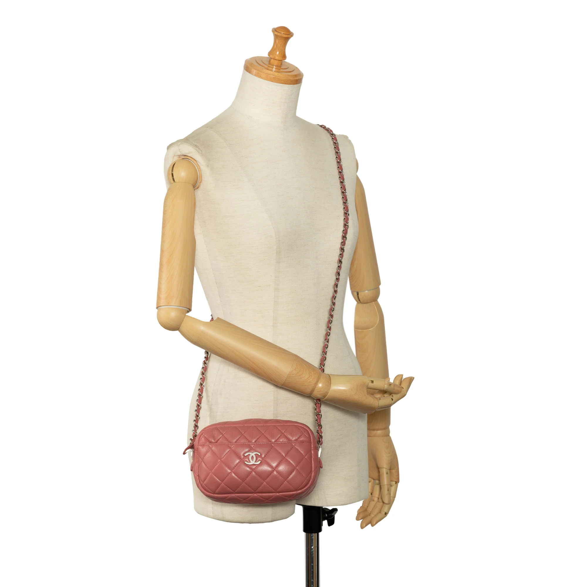 Chanel | Pre-Owned Mini Lambskin Camera Case | Pink - Image 11