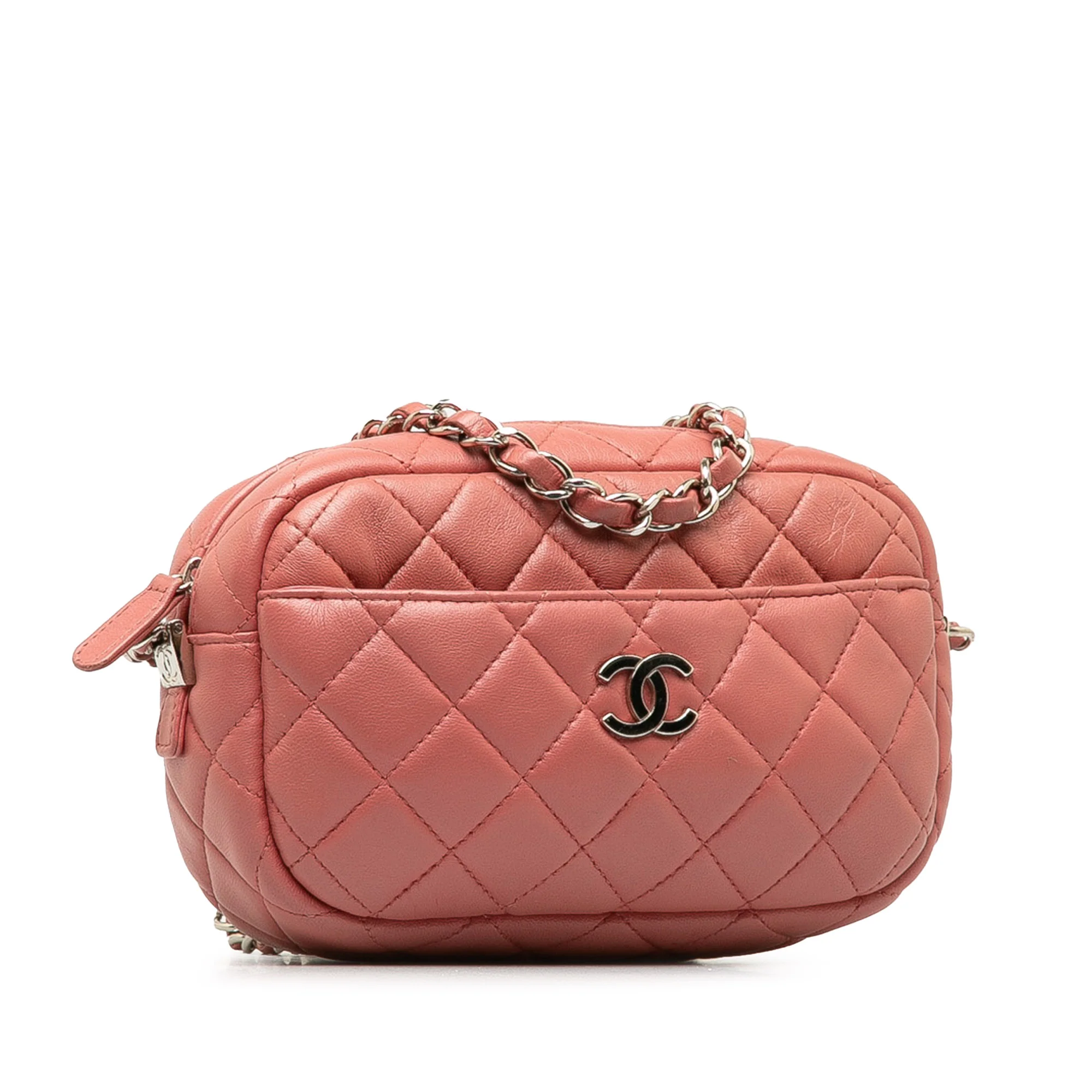 Chanel | Pre-Owned Mini Lambskin Camera Case | Pink - Image 3