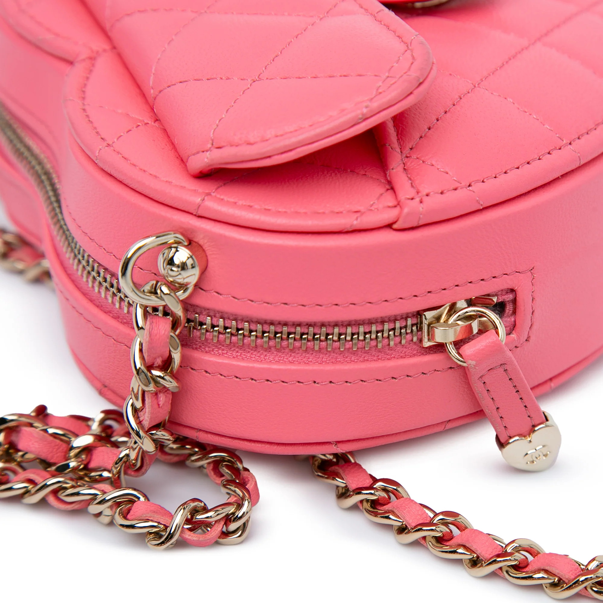 Chanel | Pre-Owned Mini Lambskin CC in Love Heart Crossbody | Pink - Image 11
