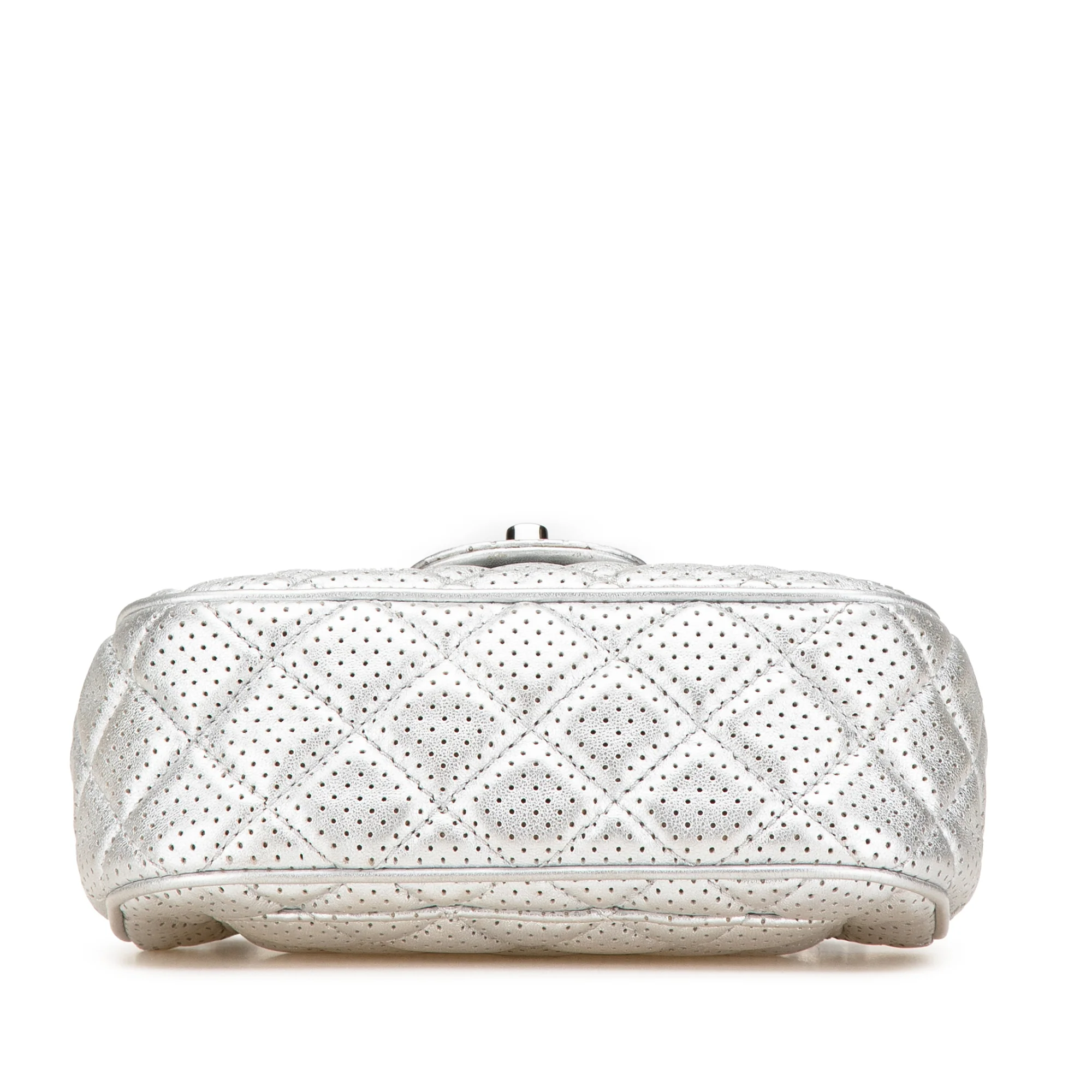 Chanel | Pre-Owned Mini Perforated Lambskin Punch Flap | Silver - Image 5