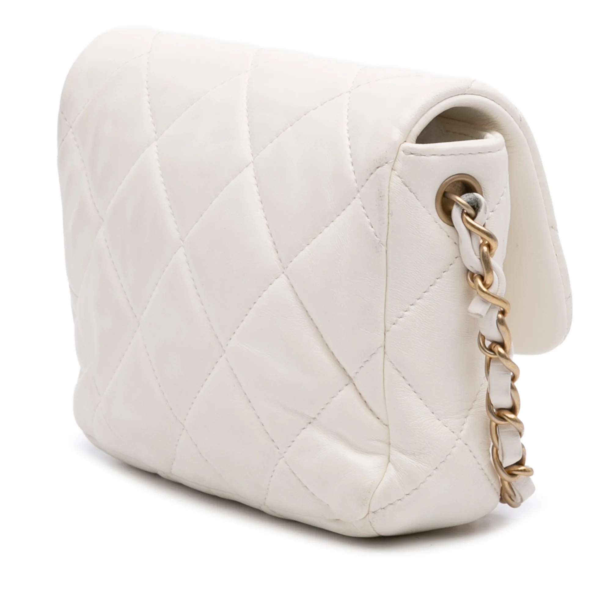Chanel | Pre-Owned Mini Quilted Lambskin Acrylic Coco Love Flap | White/Ivory - Image 4