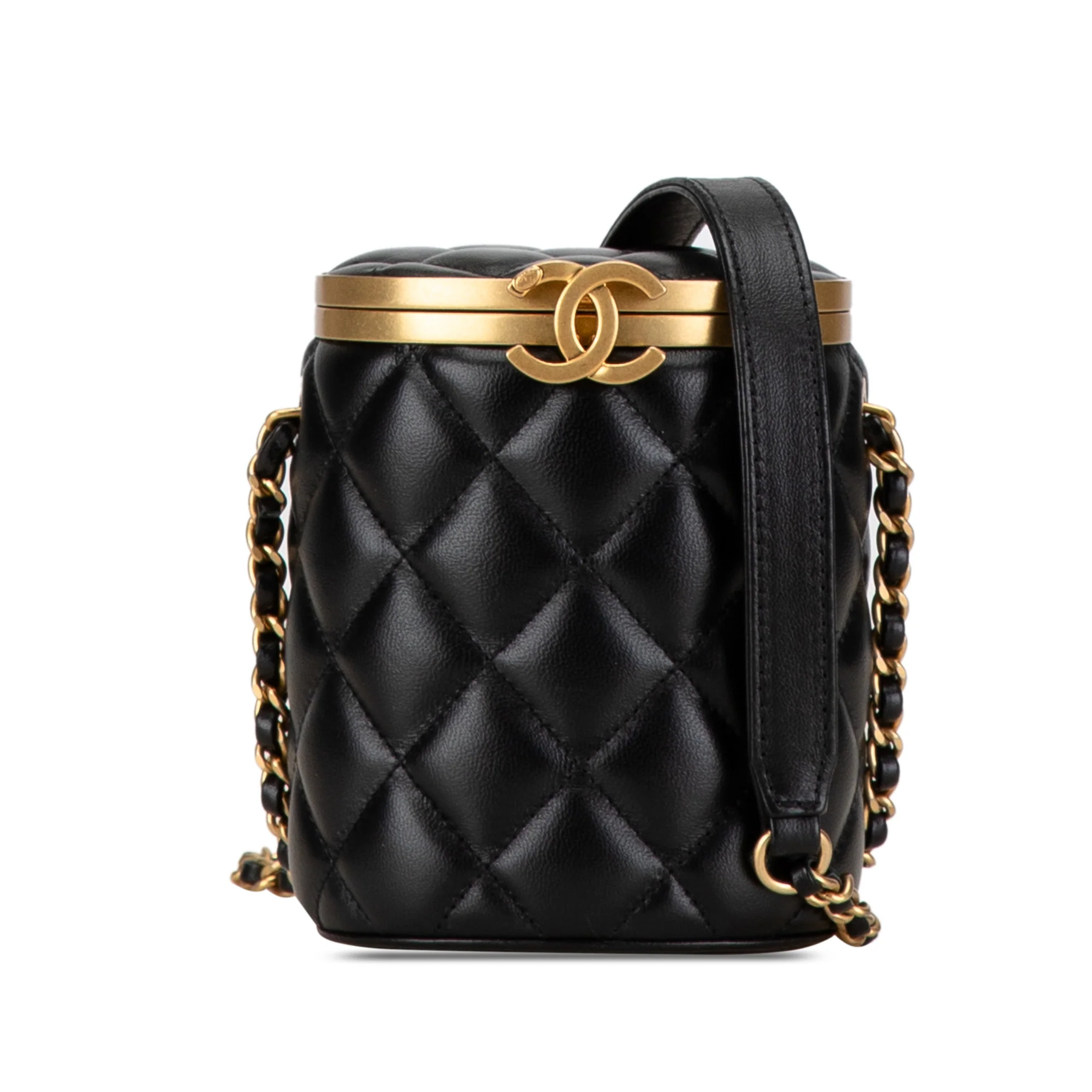 Chanel | Pre-Owned Mini Quilted Lambskin Crown Box Bag | Black