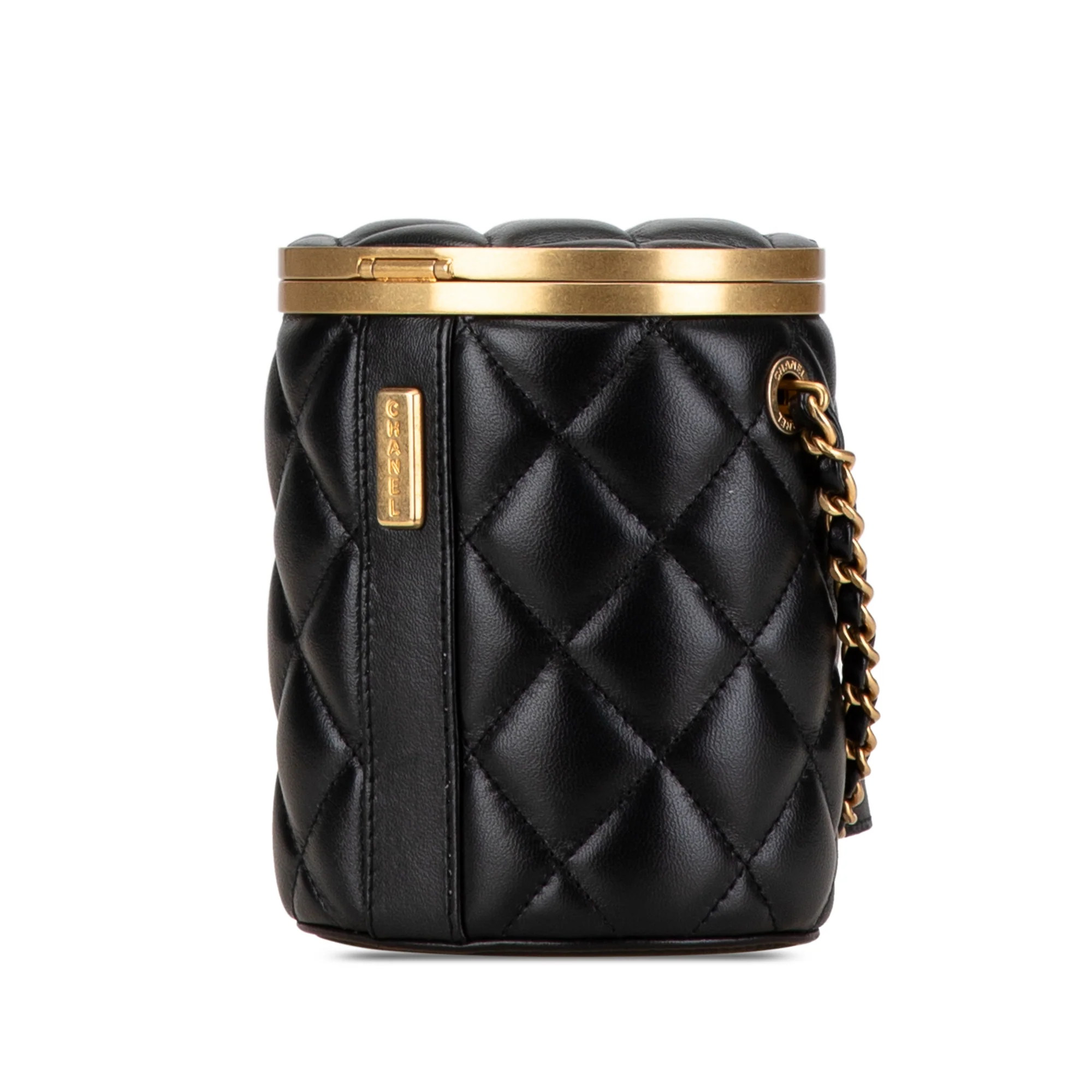 Chanel | Pre-Owned Mini Quilted Lambskin Crown Box Bag | Black - Image 2