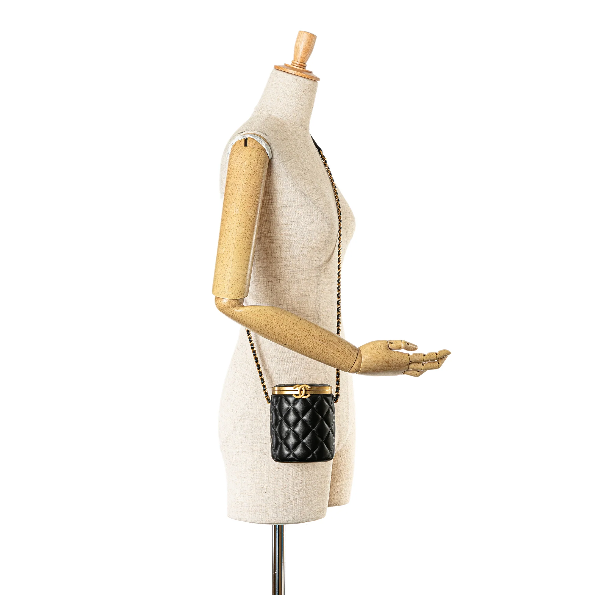 Chanel | Pre-Owned Mini Quilted Lambskin Crown Box Bag | Black - Image 8