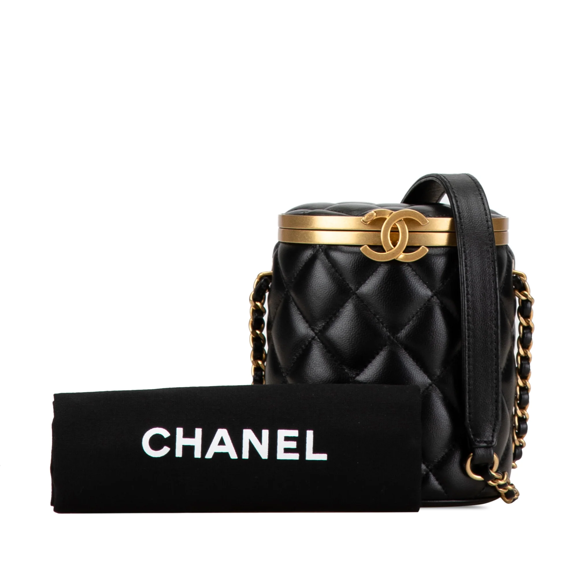 Chanel | Pre-Owned Mini Quilted Lambskin Crown Box Bag | Black - Image 9