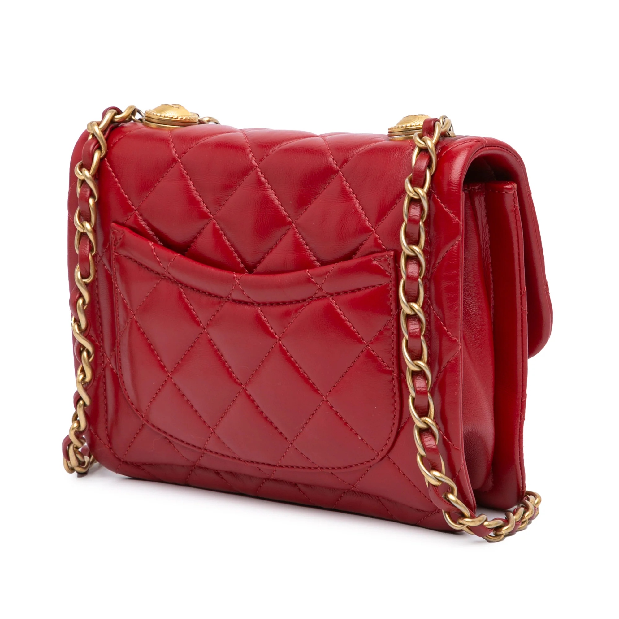 Chanel | Pre-Owned Mini Quilted Lambskin Soft Square Flap | Red - Image 3