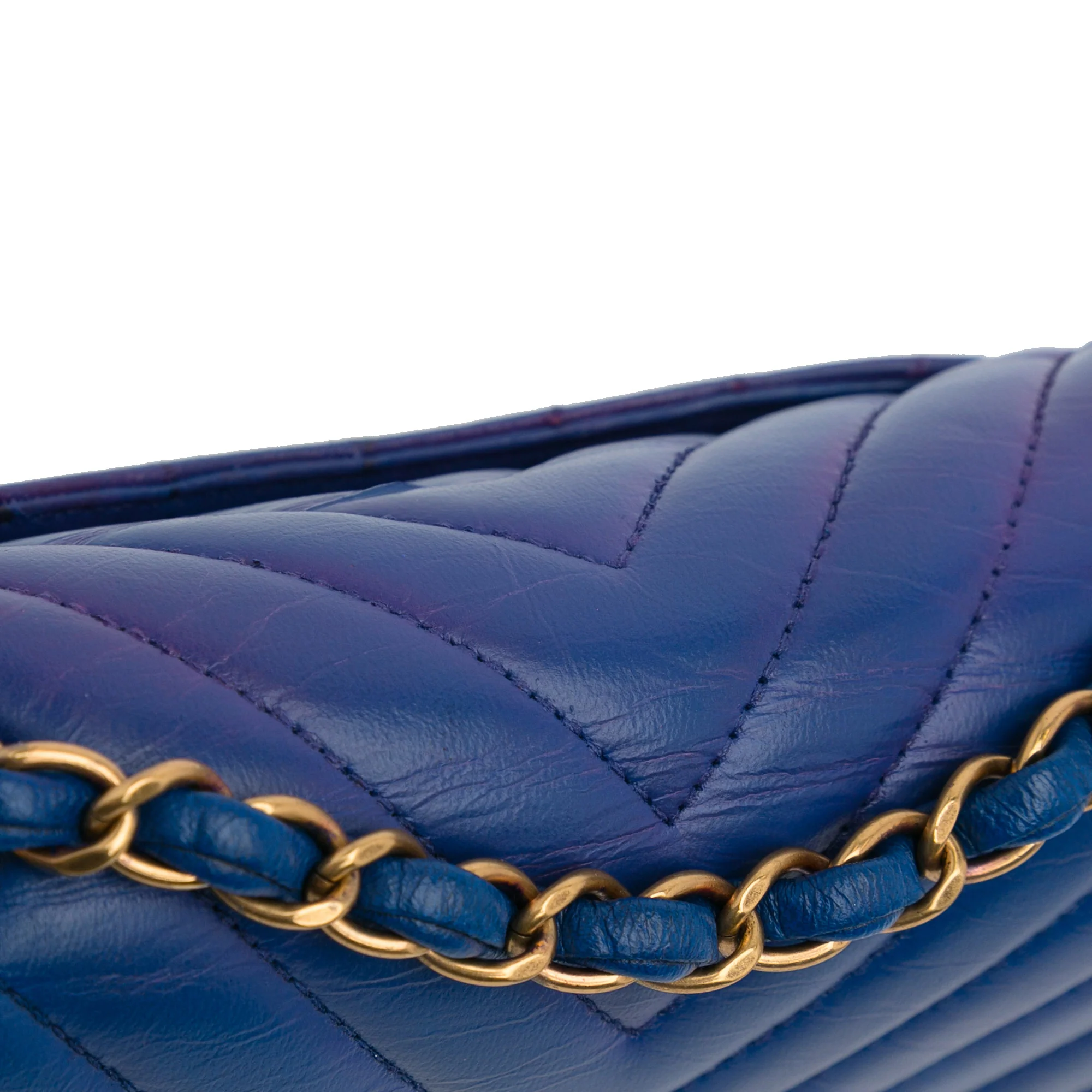 Chanel | Pre-Owned Mini Rectangular Chevron Lambskin Flap | Blue - Image 3