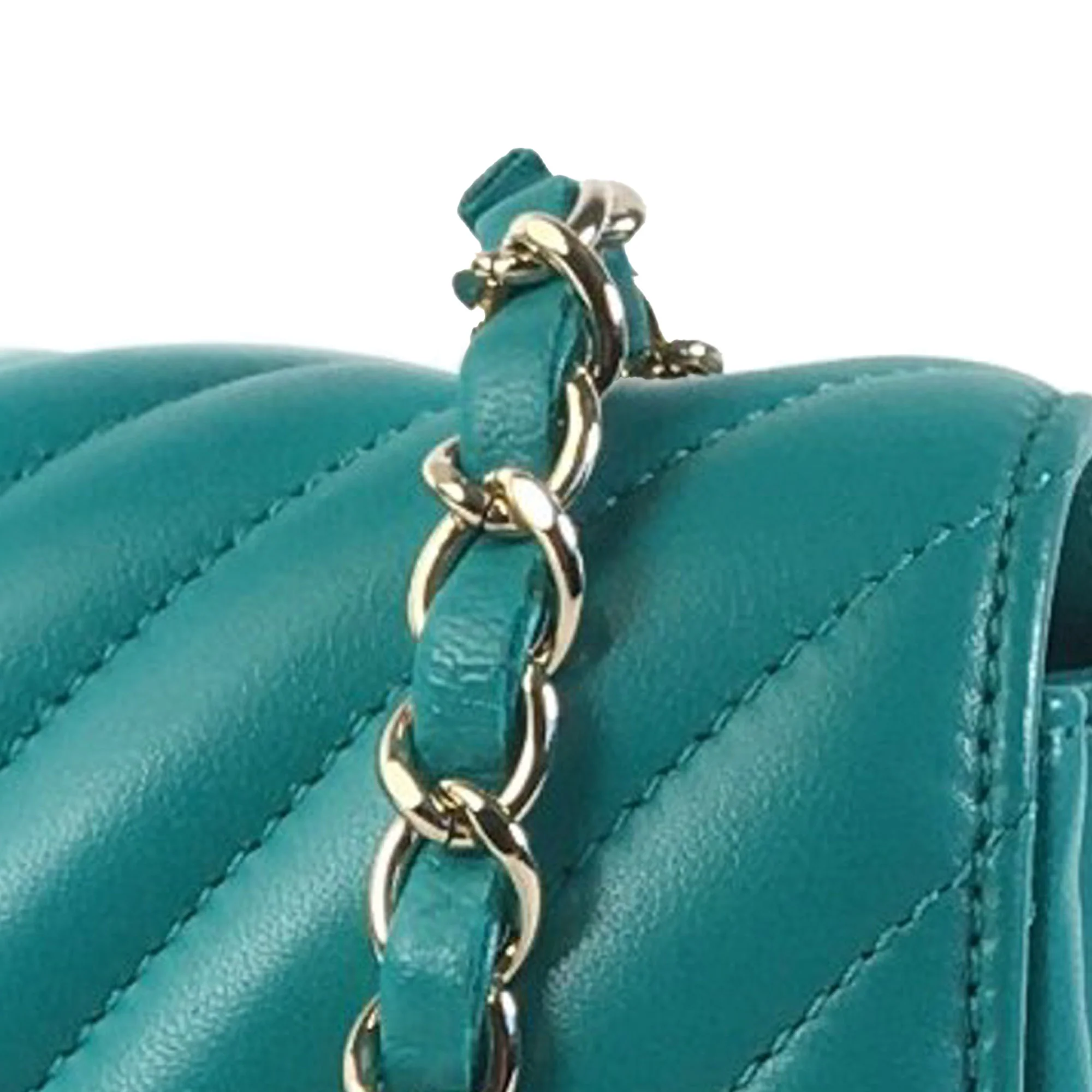 Chanel | Pre-Owned Mini Rectangular Chevron Lambskin Single Flap | Green - Image 4