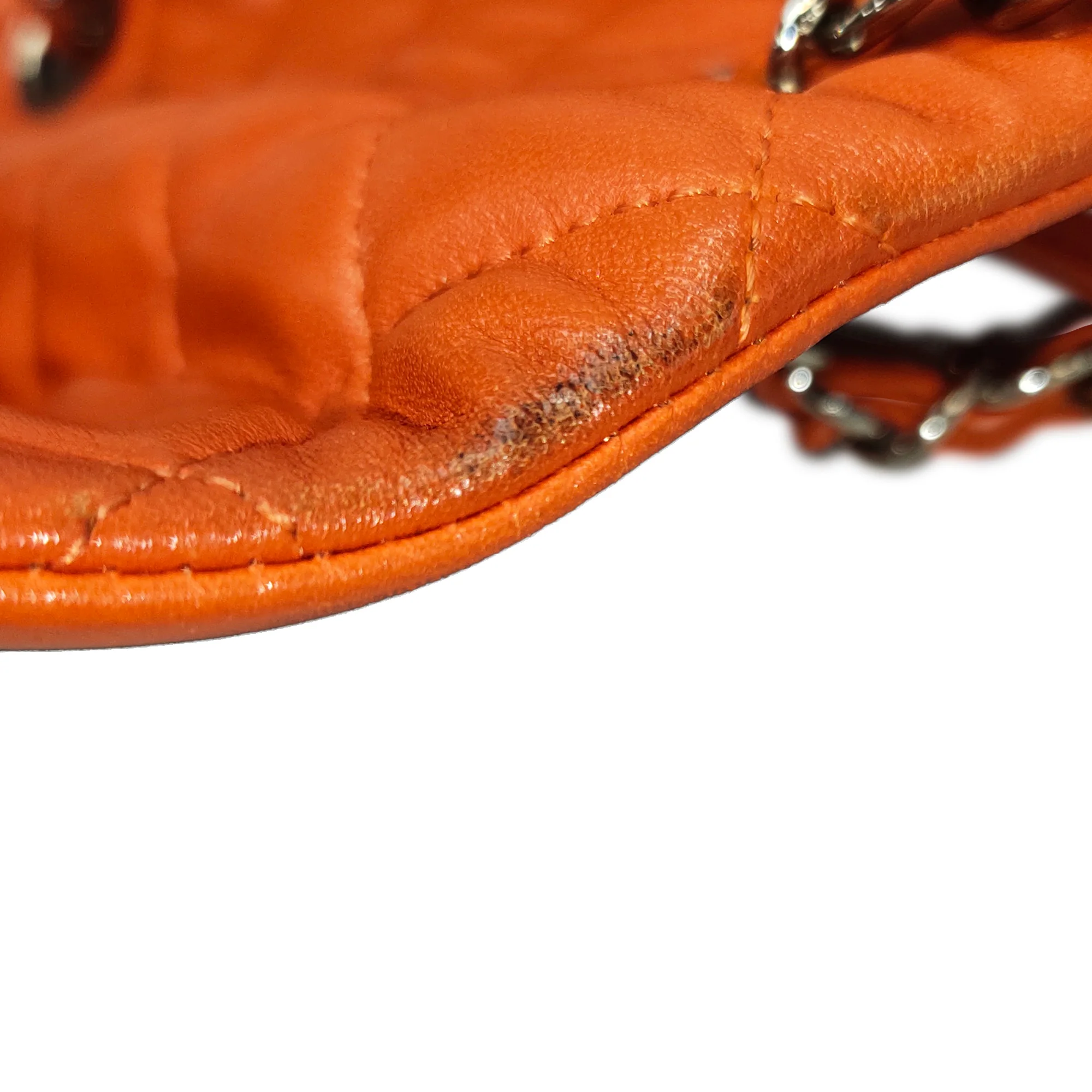 Chanel | Pre-Owned Mini Rectangular Classic Lambskin Single Flap | Orange - Image 2